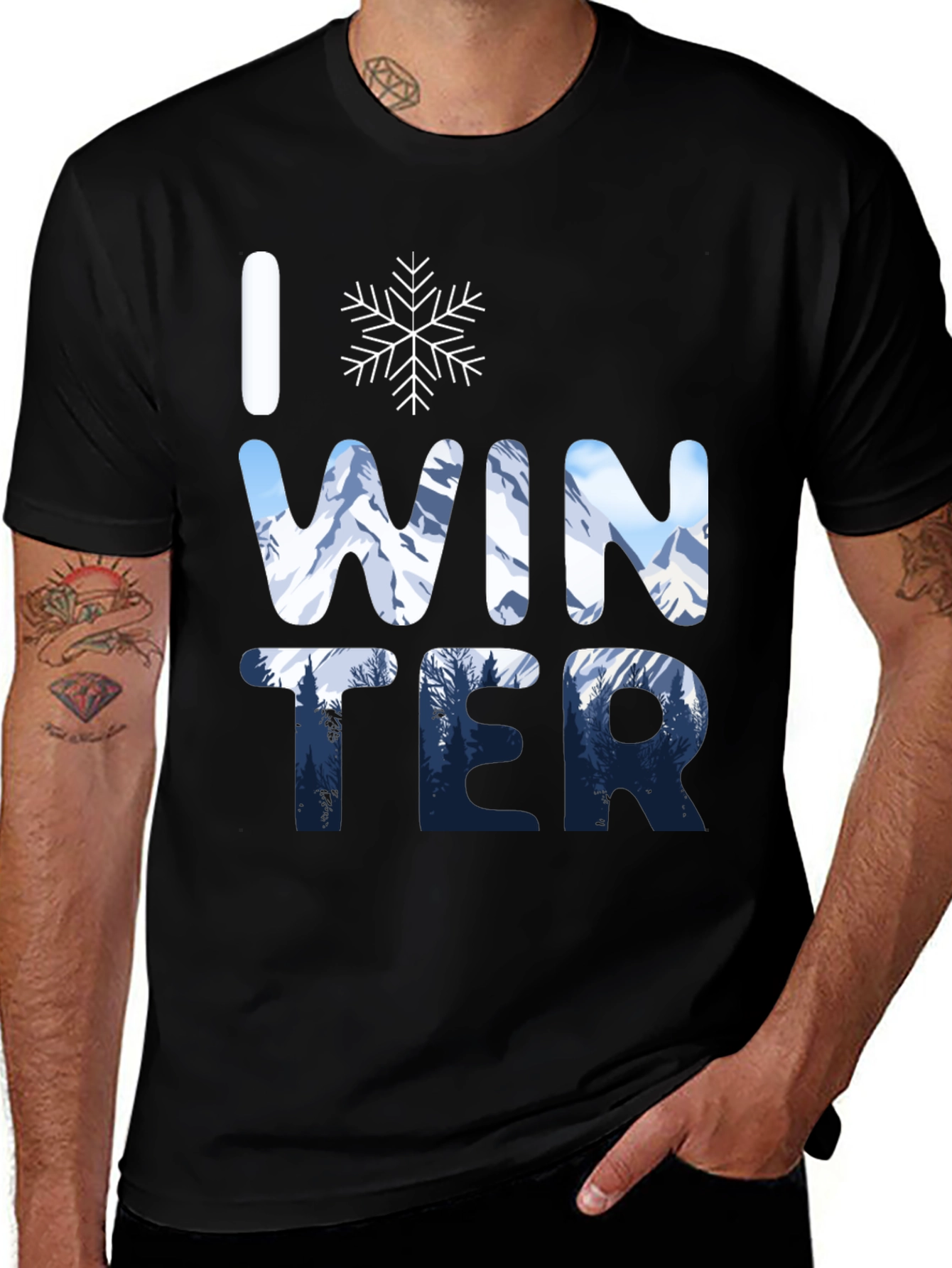 Variant 28 of I Love Winter T-Shirt - Mountain Scene