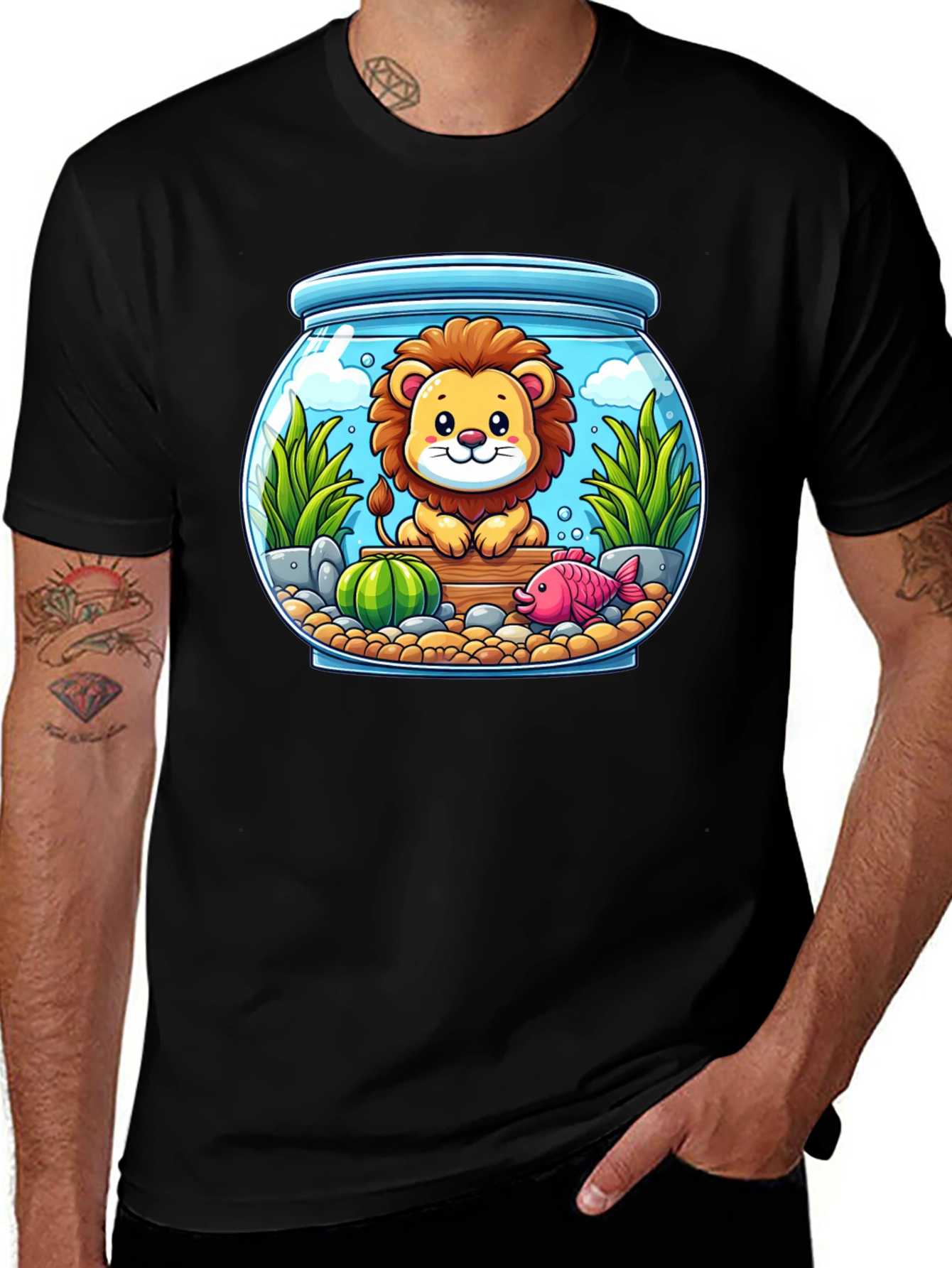 Variant 17 of Lion in Fishbowl Graphic Tee