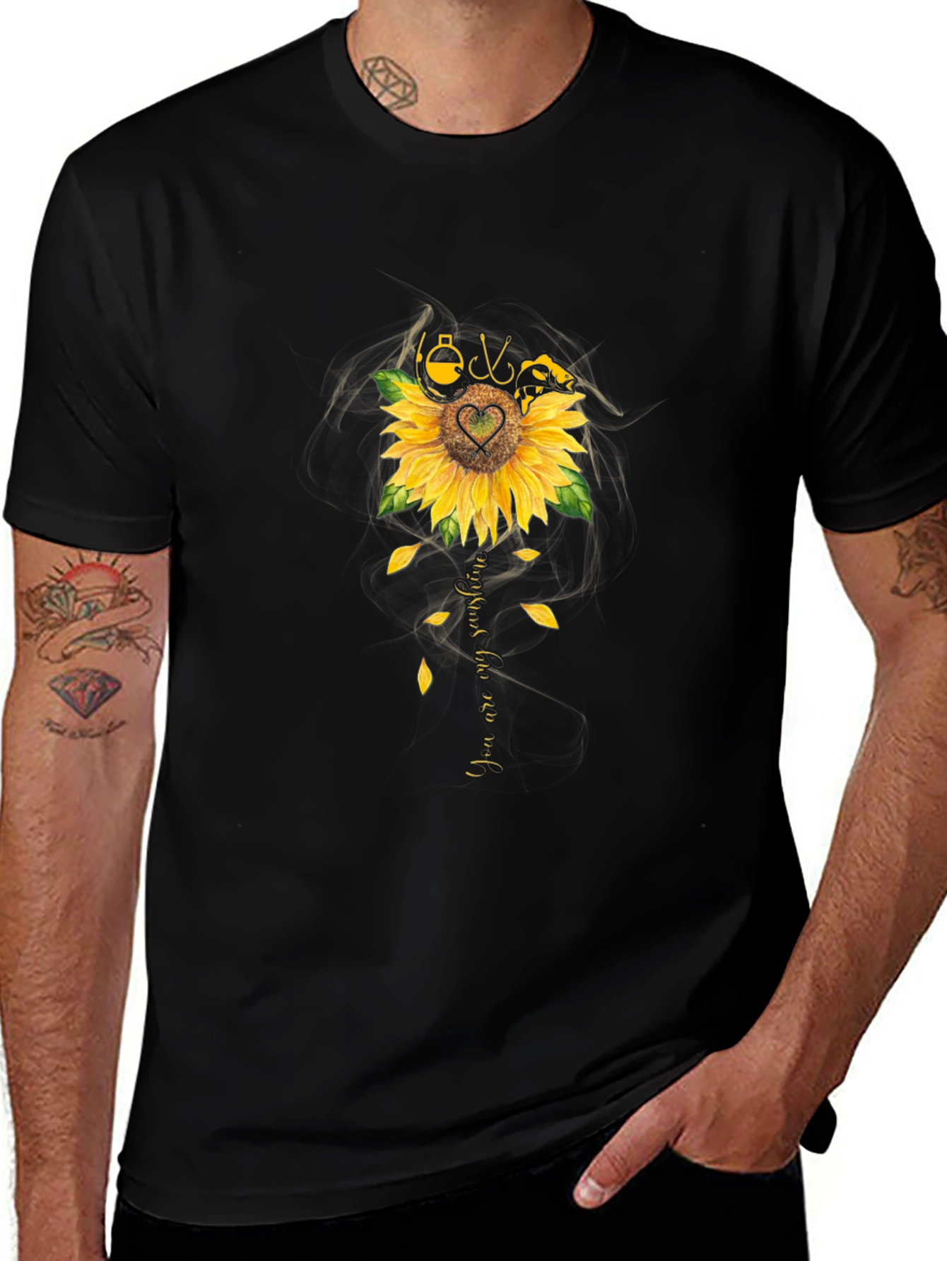 Variant 8 of Sunflower Fishing T-Shirt - You Are My Sunshine Tee
