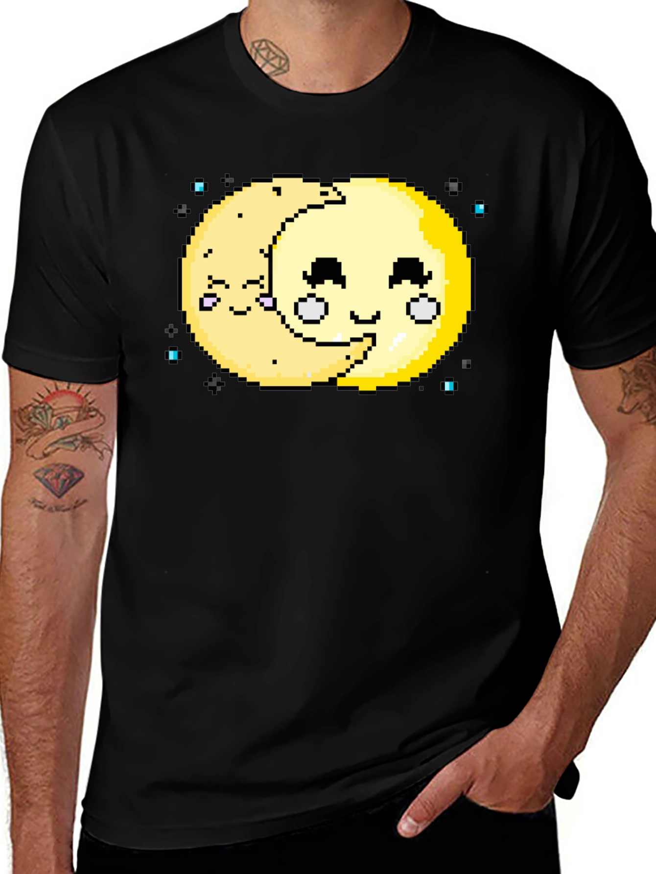 Variant 26 of Cute Pixel Art Moon Hugging T-Shirt