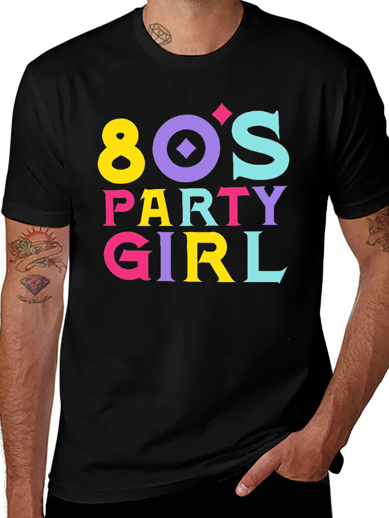 Black 80's Party Girl Graphic Tee main image