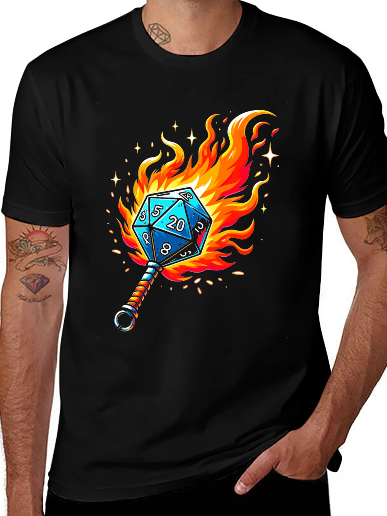 Variant 16 of Fiery Dice D20 Graphic T-Shirt