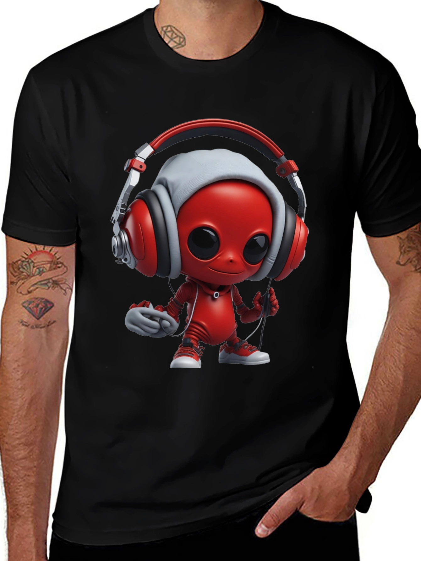 Variant 9 of Cool Red Alien DJ T-Shirt