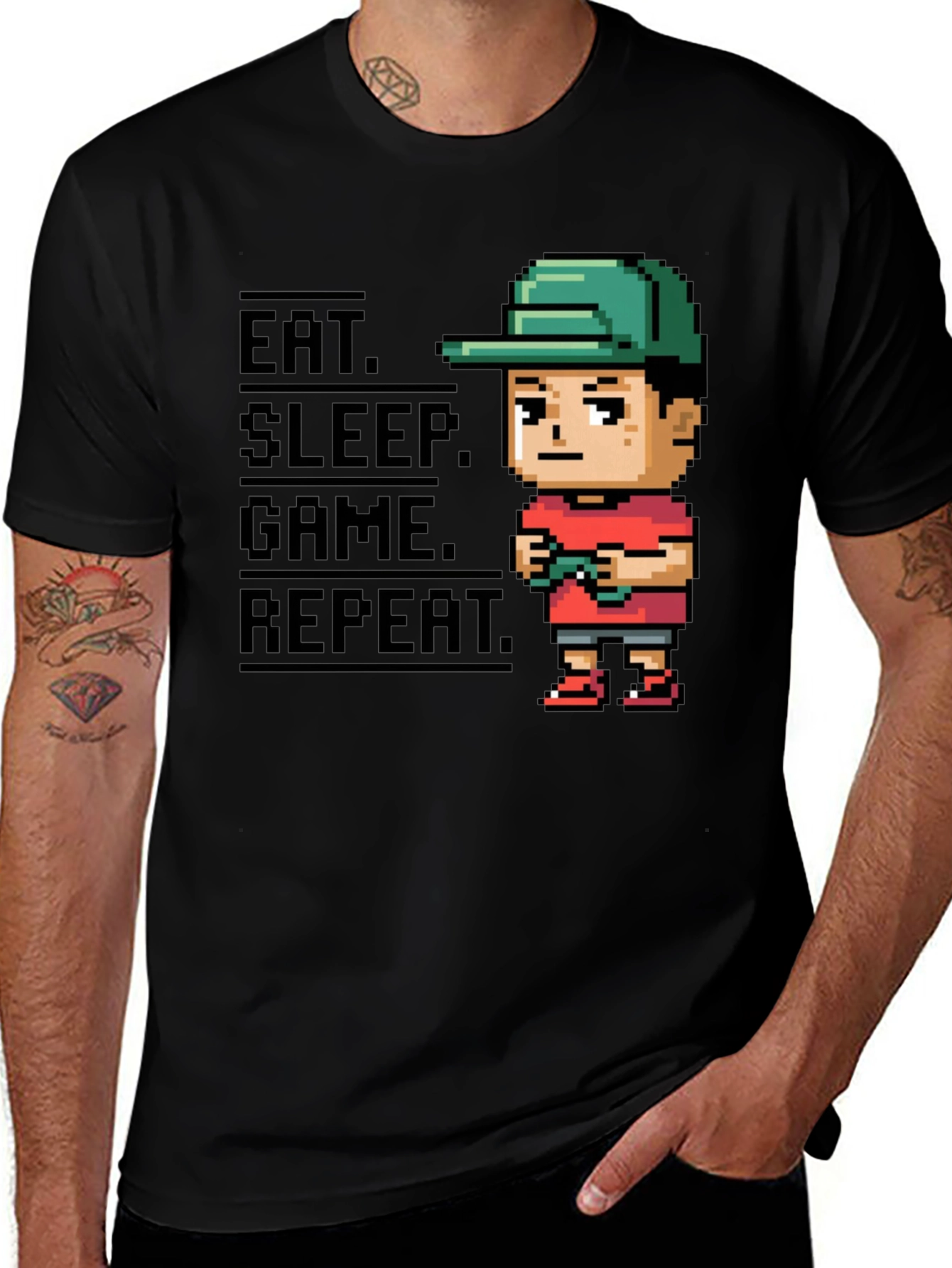 Variant 5 of Eat Sleep Game Repeat Black Gamer T-Shirt