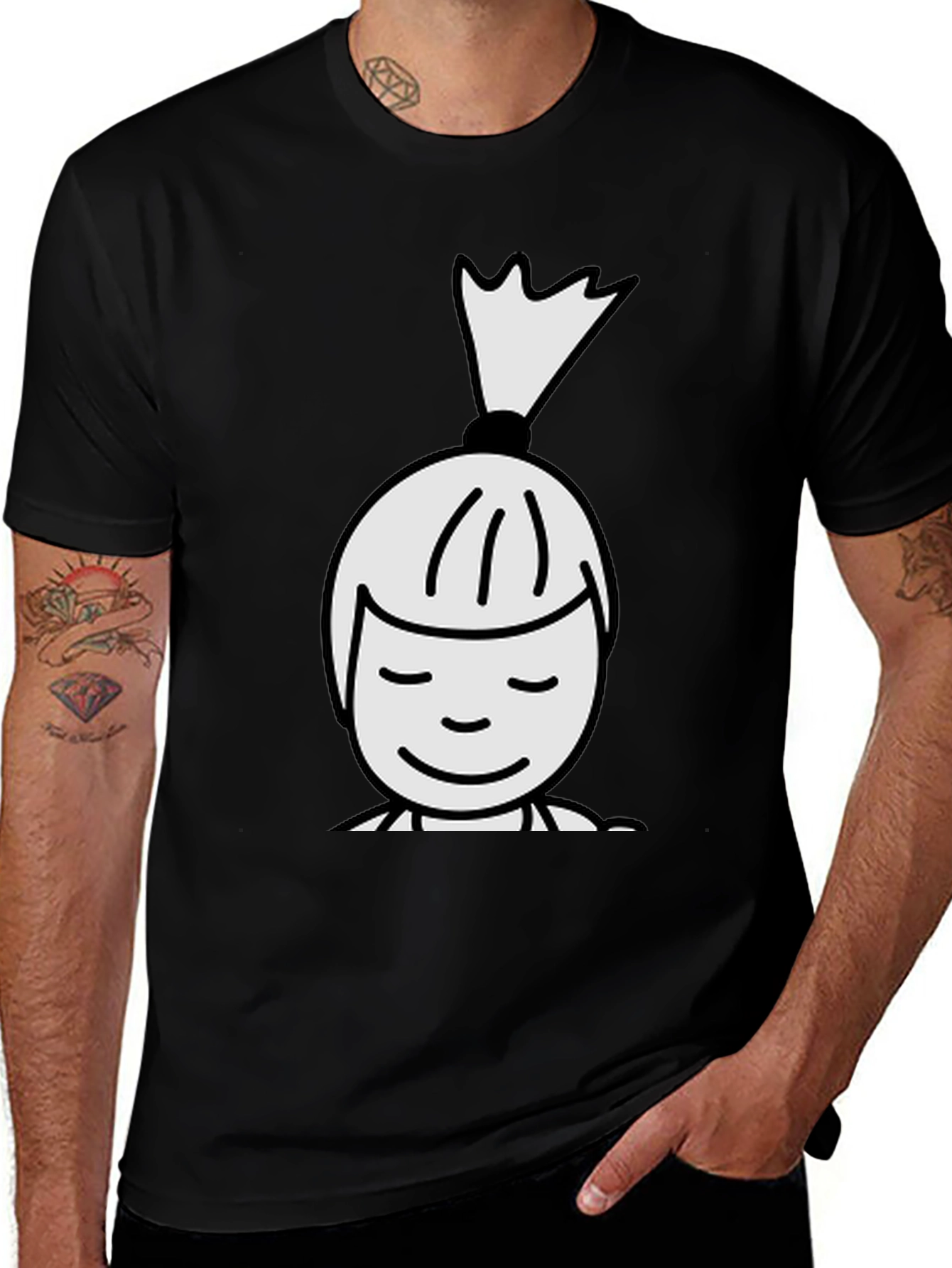 Variant 21 of Black T-Shirt with Cartoon Girl Design