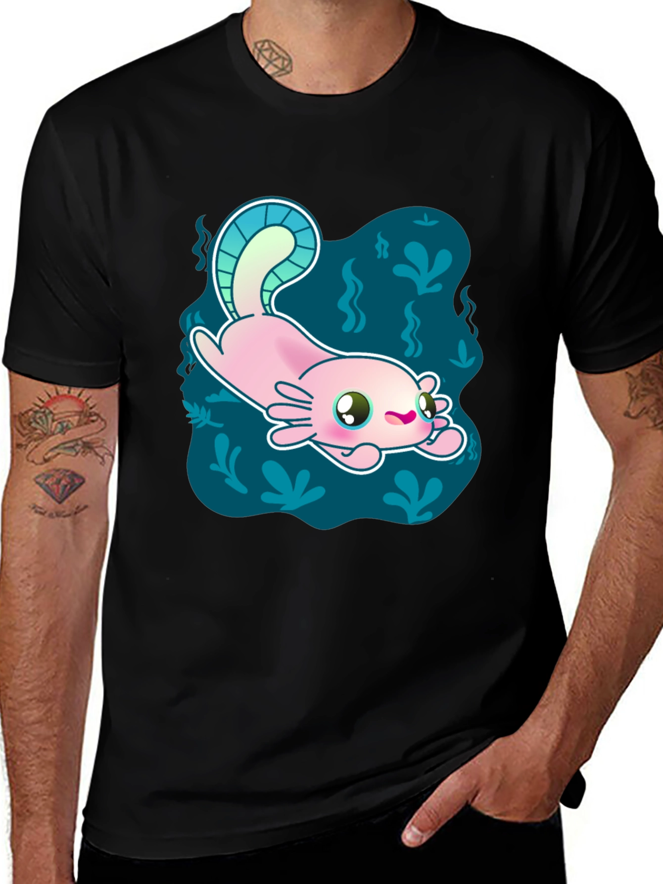 Variant 3 of Axolotl Cartoon Graphic Print Tee
