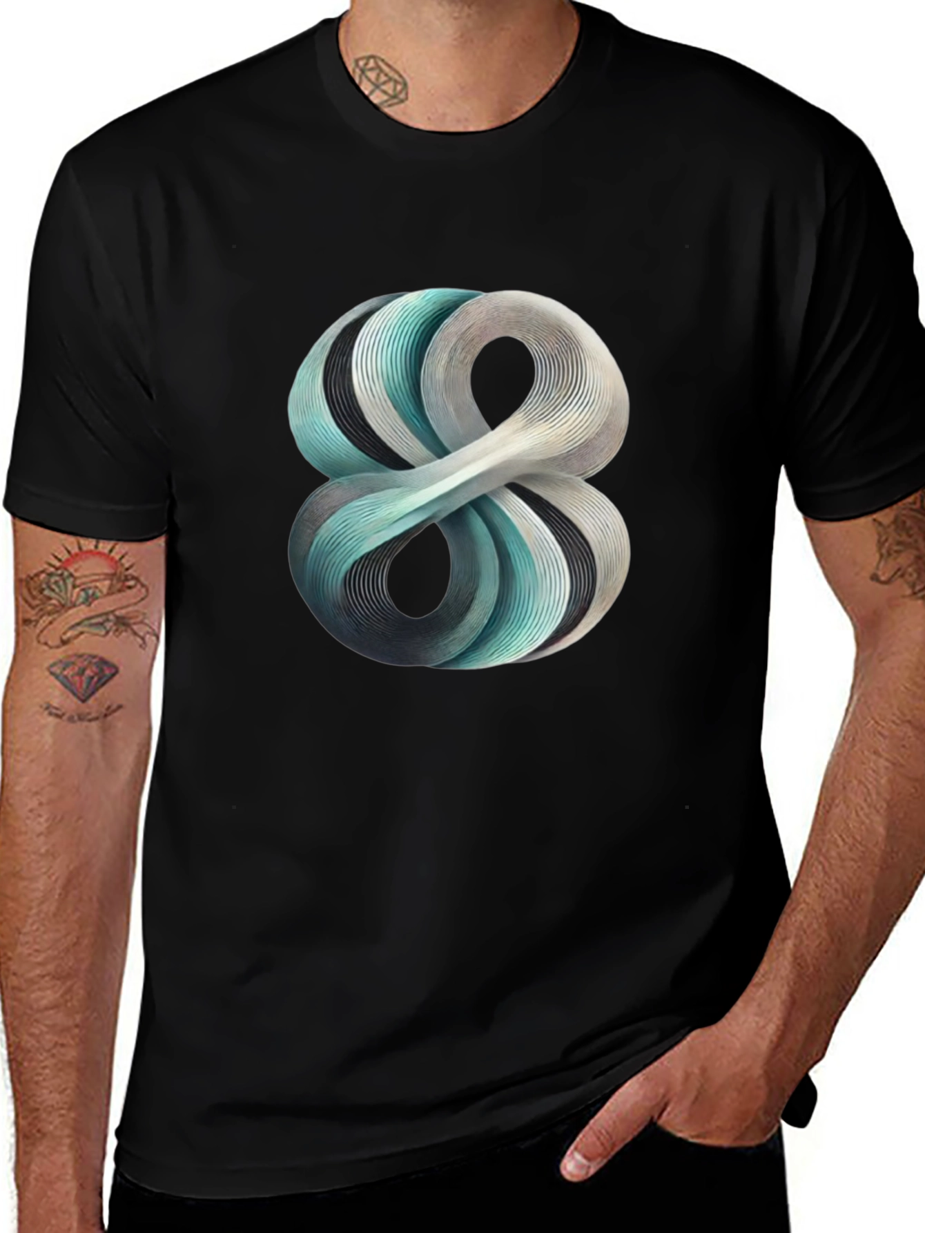 Variant 11 of Abstract Infinity Symbol Graphic Black T-Shirt
