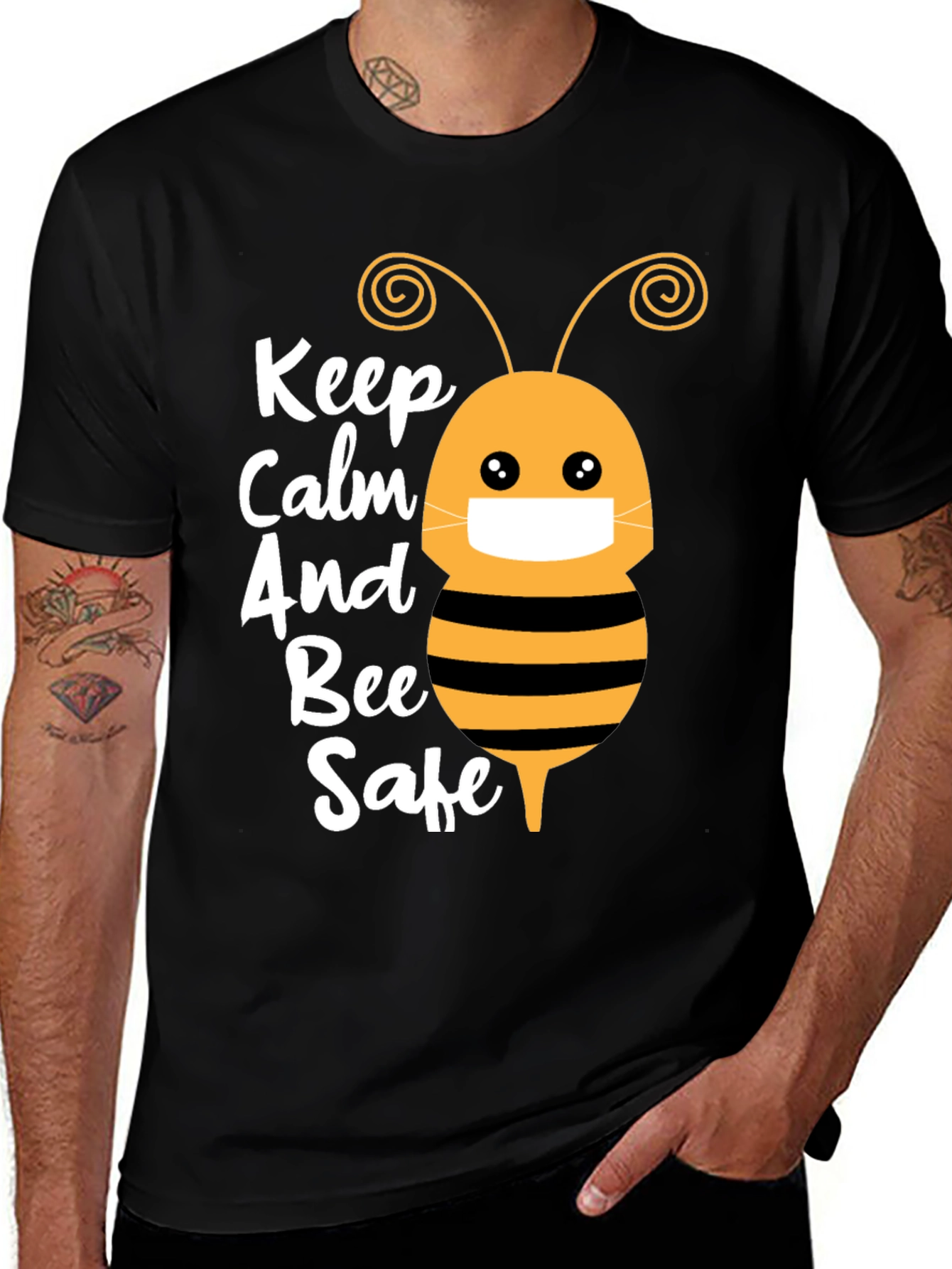 Variant 21 of Keep Calm and Bee Safe Graphic T-Shirt