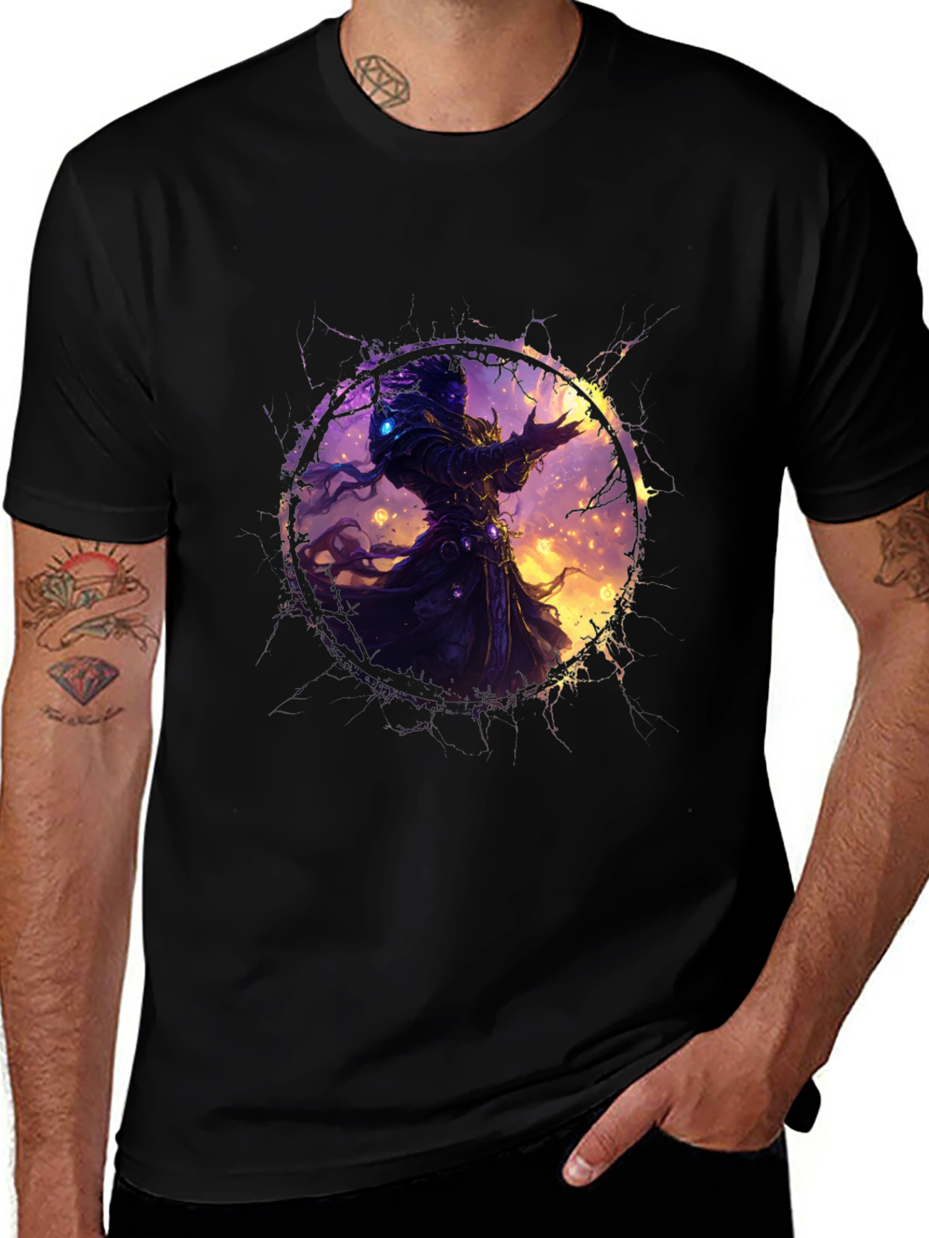 Variant 23 of Mystic Mage Graphic Tee - Black Cotton Comfort