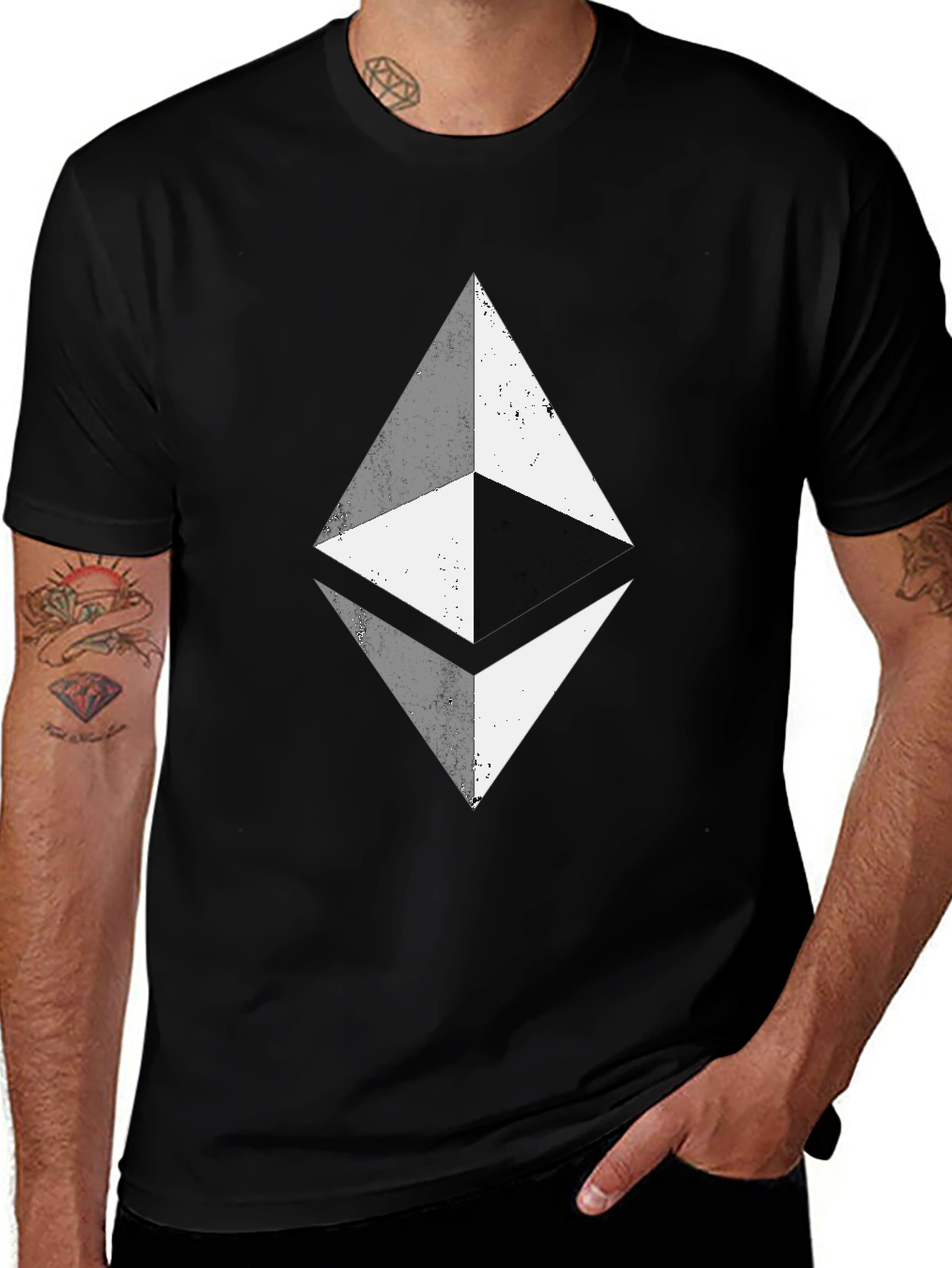 Variant 15 of Ethereum Crypto Black T-Shirt - Diamond Logo