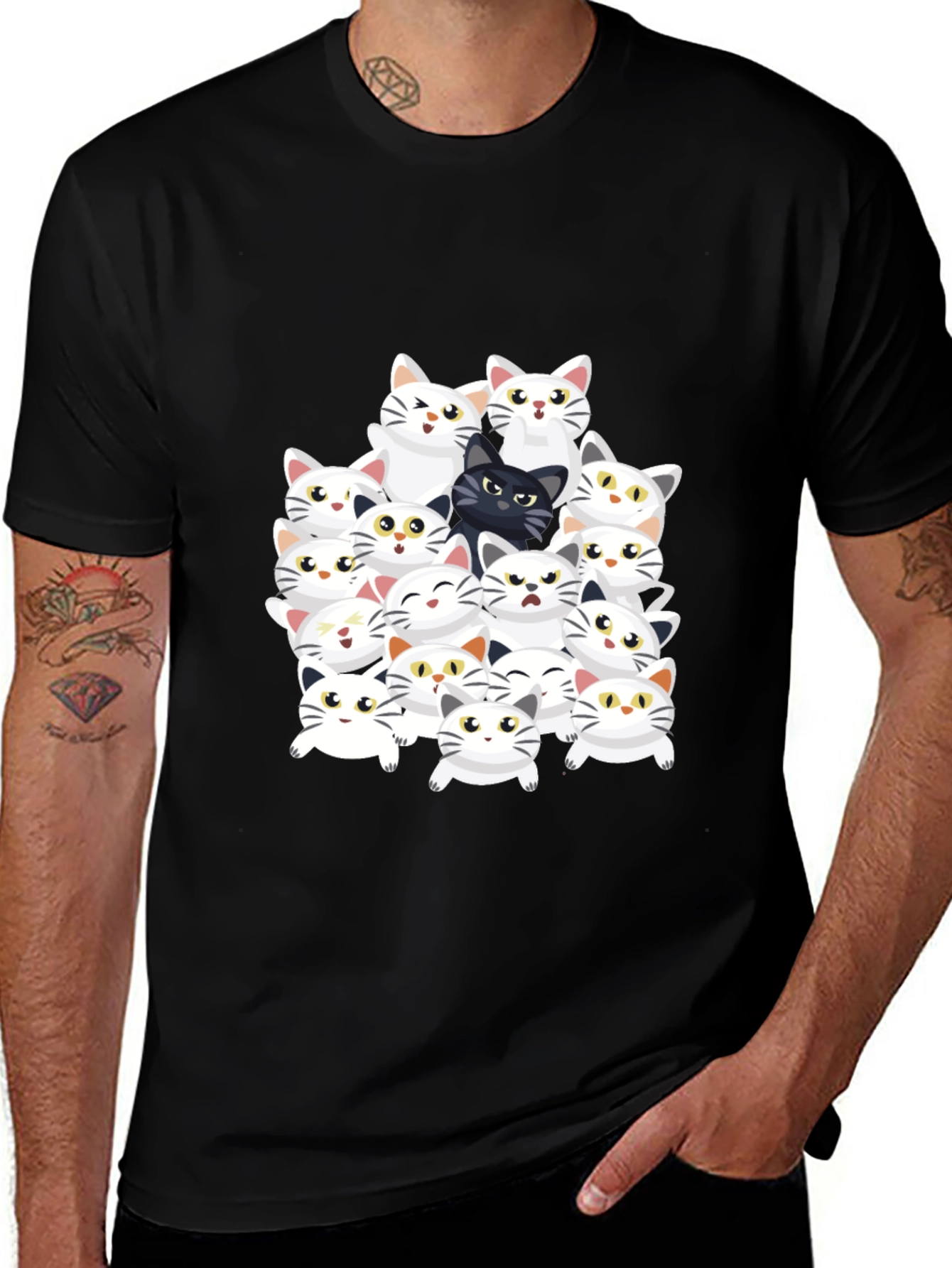 Variant 29 of Cat Lover Graphic Tee - Black