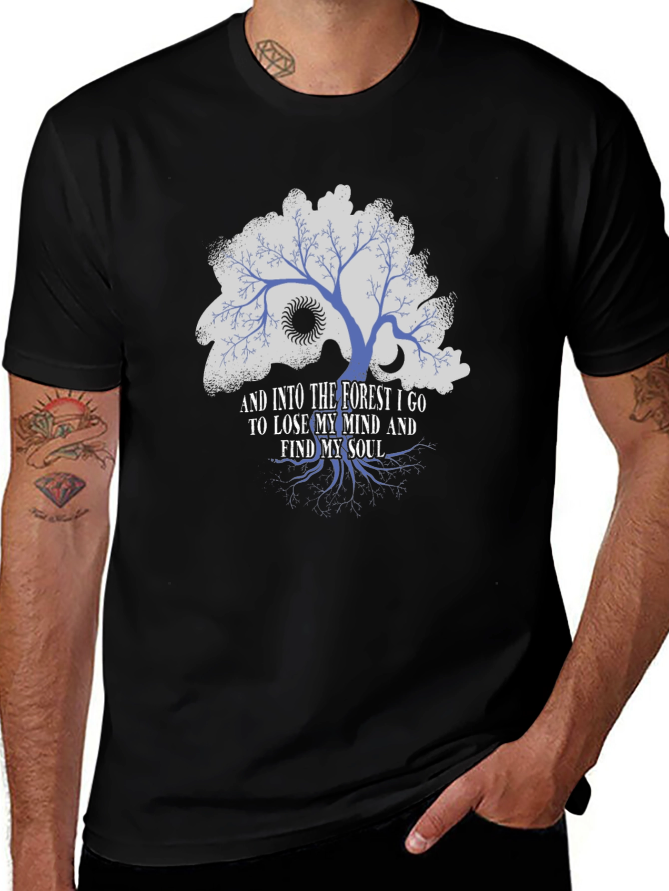 Variant 18 of Forest Mind Soul Tree Black T-Shirt