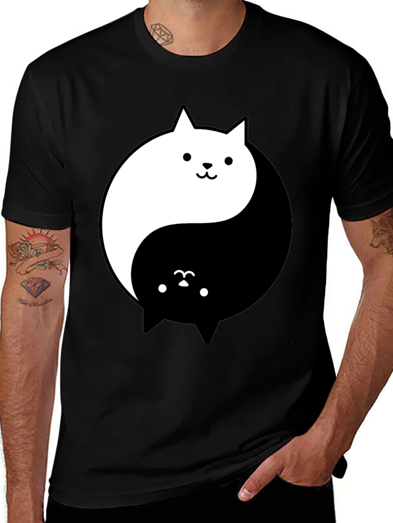 Variant 15 of Yin Yang Cats T-Shirt - Balance and Style