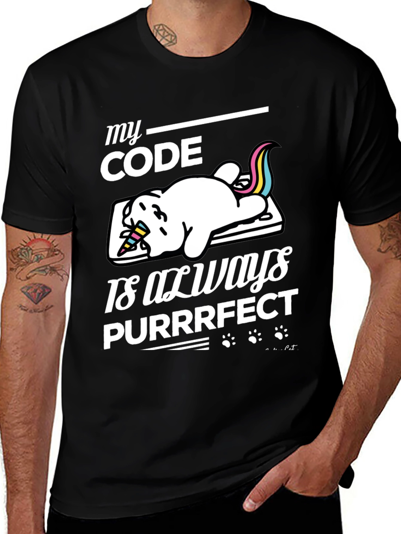 Variant 22 of My Code is Always Purrrfect Cat Coder T-Shirt