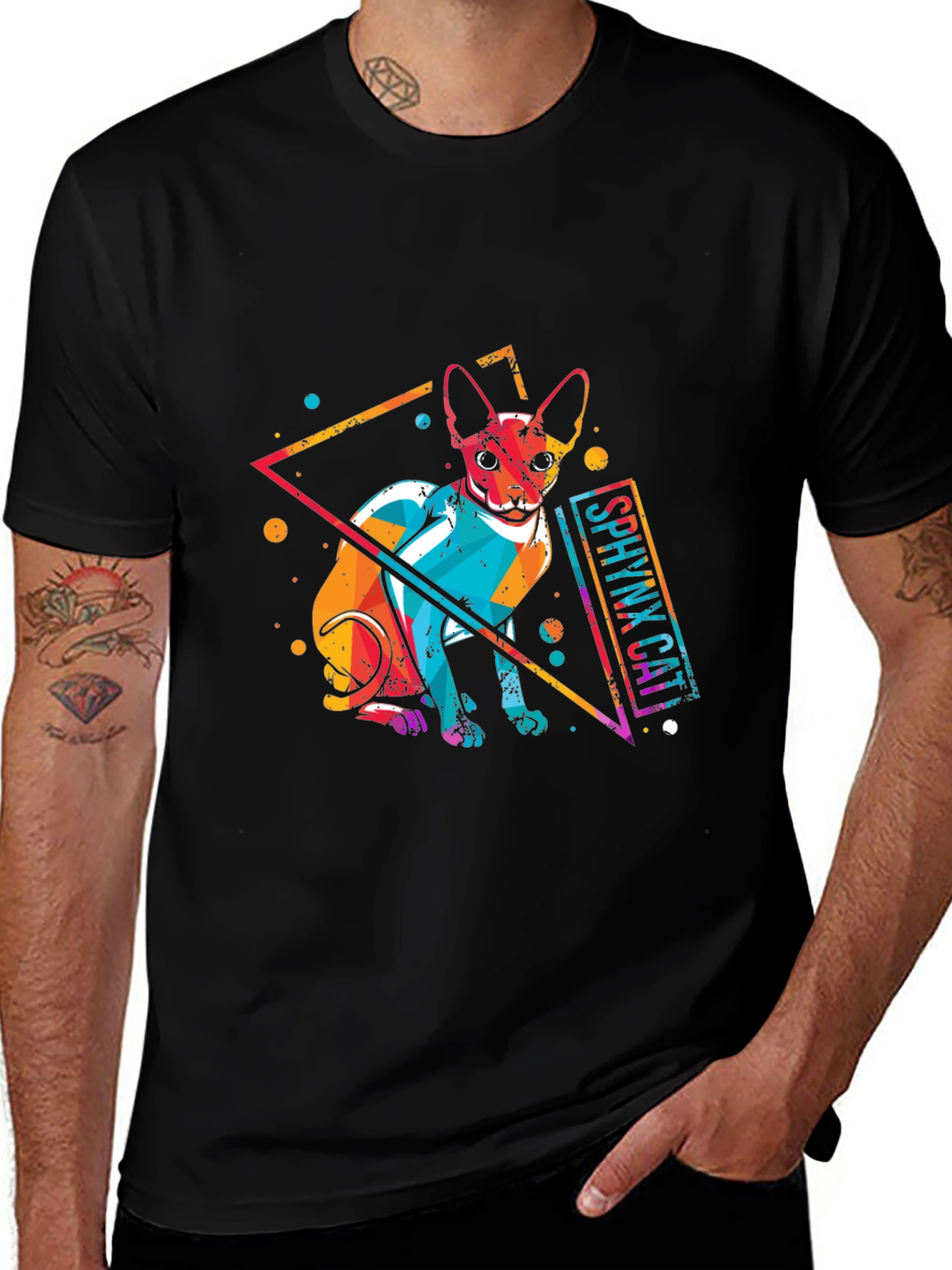 Sphynx Cat Art Graphic T-Shirt