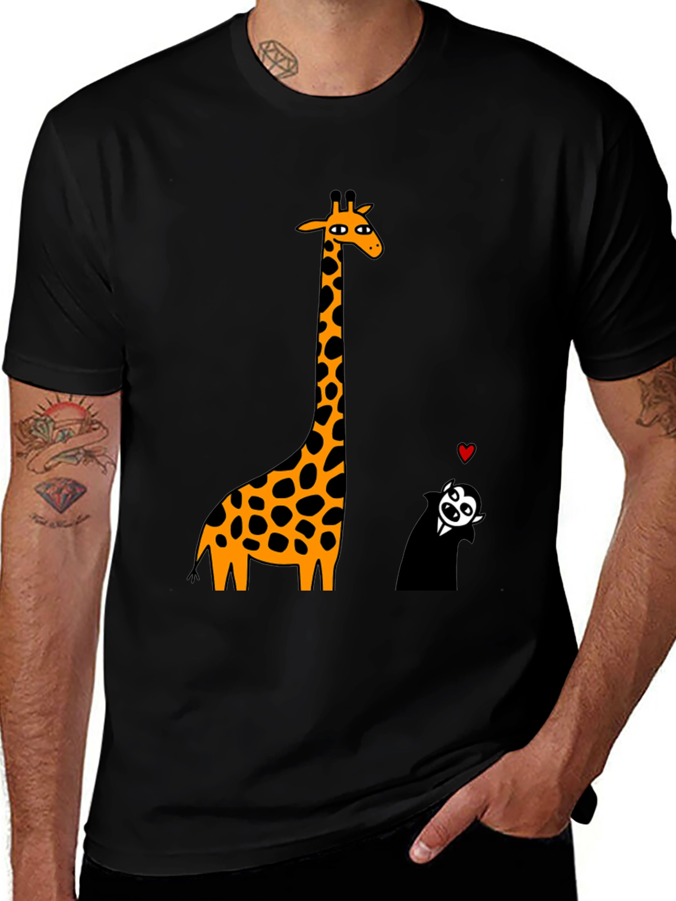 Variant 29 of Giraffe & Vampire Graphic Tee - Black