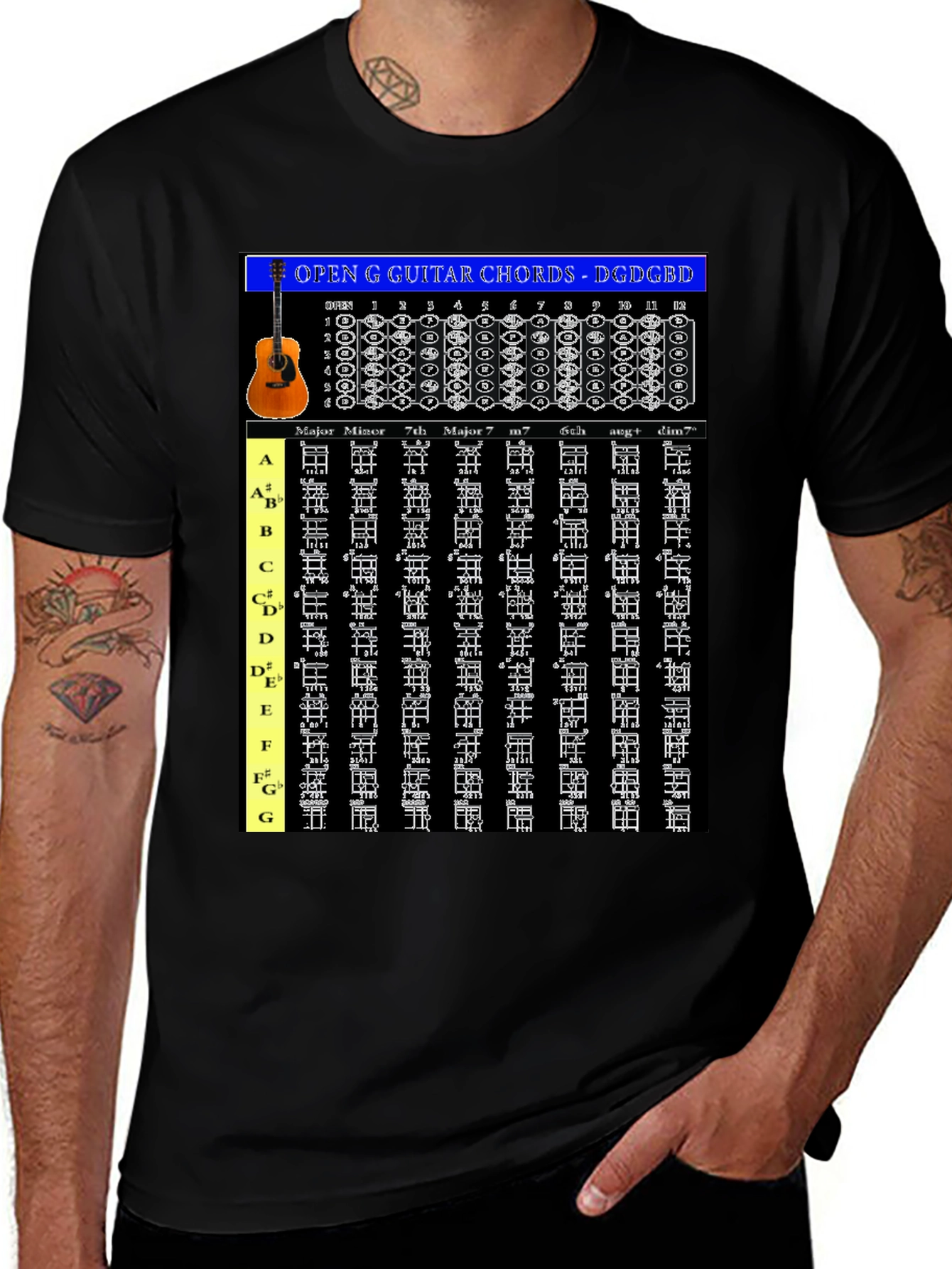 Open G Guitar Chords T-Shirt - Musician's Guide