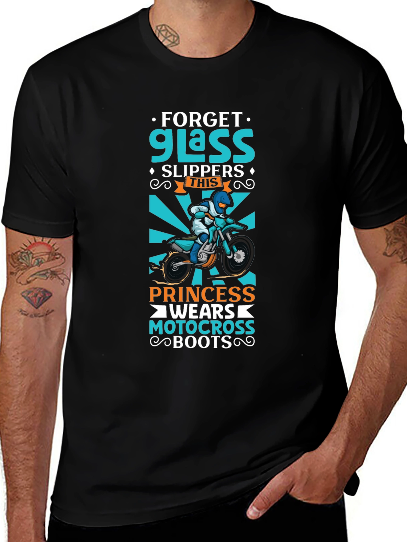 Black Forget Glass Slippers Princess Motocross Boots T-Shirt main image