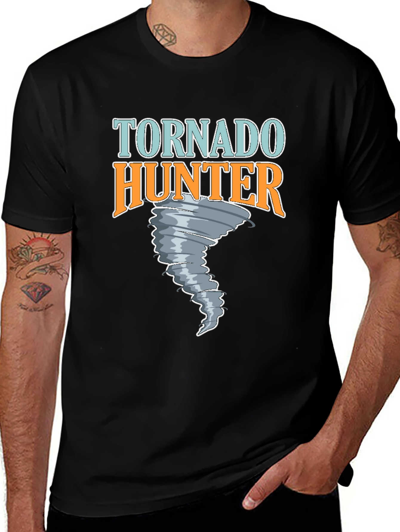 Variant 5 of Tornado Hunter Graphic Tee - Black Cotton T-Shirt