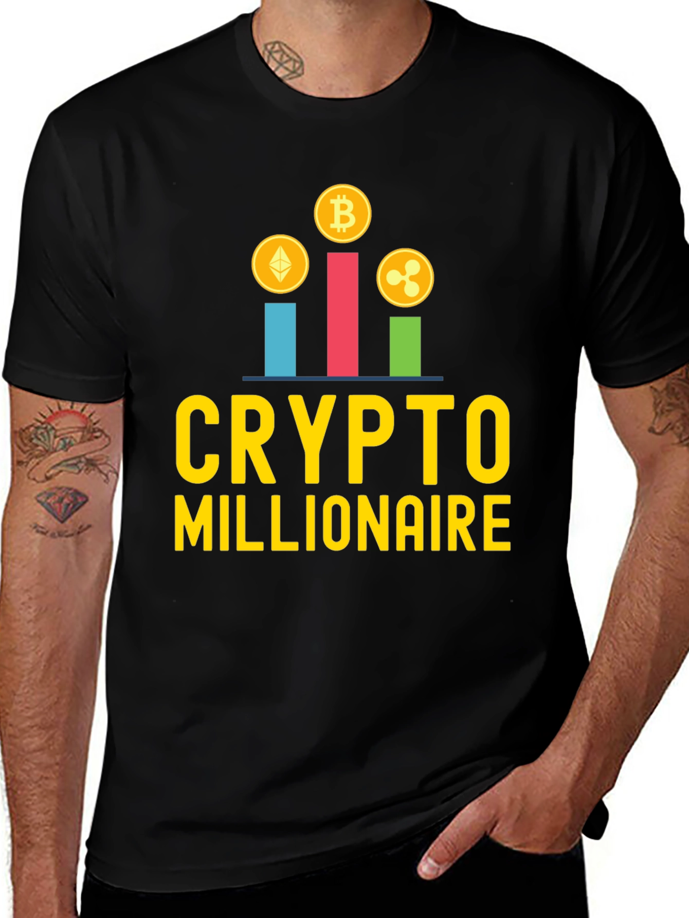 Variant 8 of Crypto Millionaire Graphic Tee - Black Casual T-Shirt