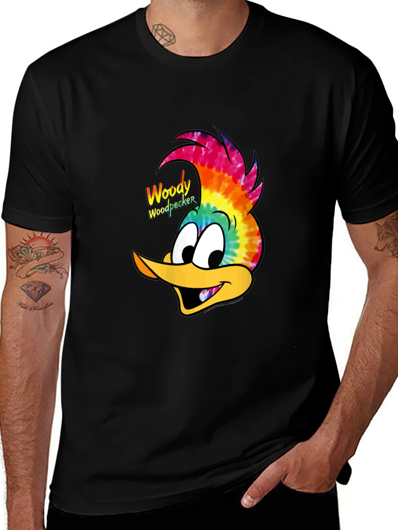 Woody Woodpecker Tie Dye Black T-Shirt