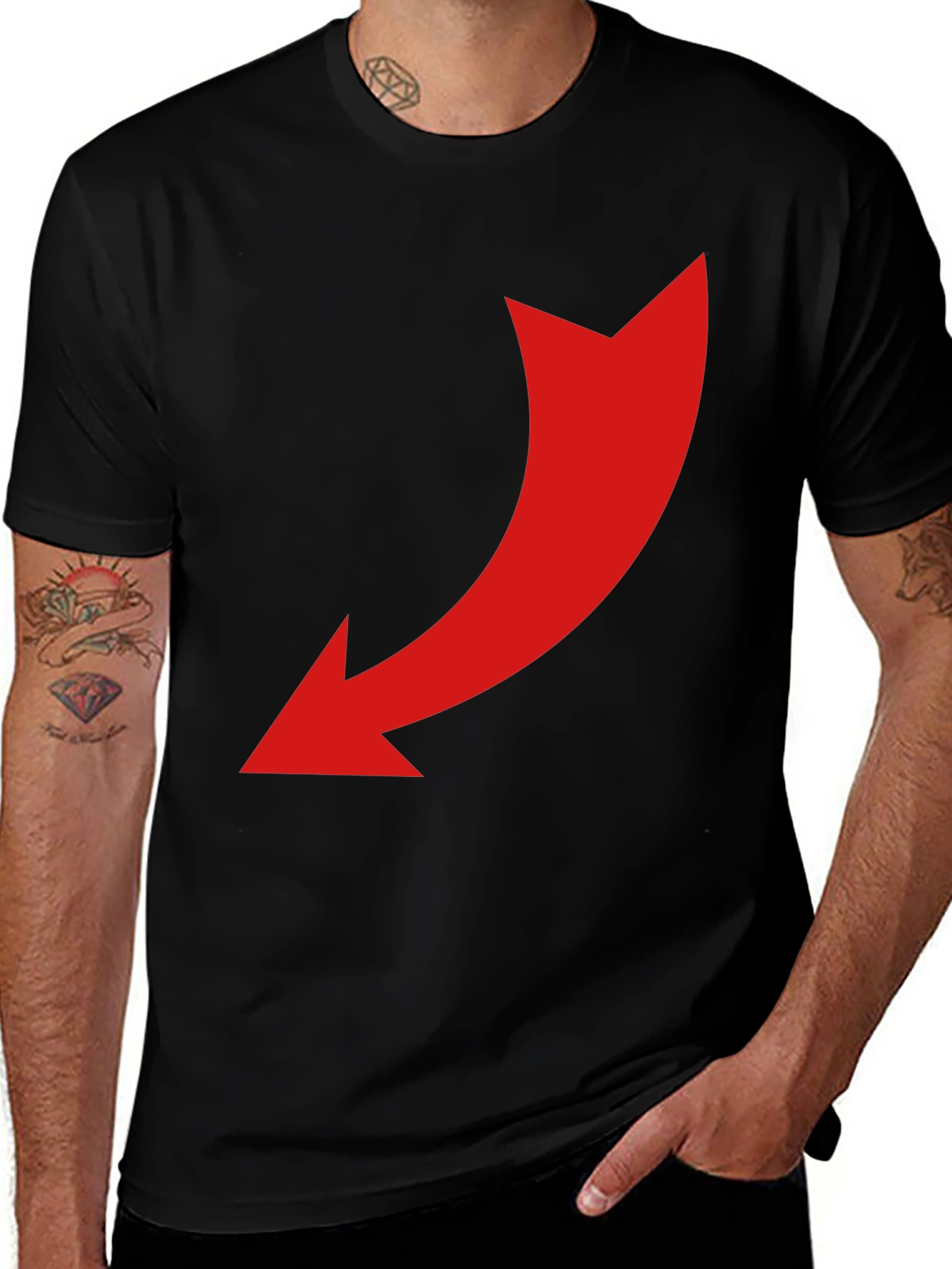 Black T-Shirt with Red Arrow Design