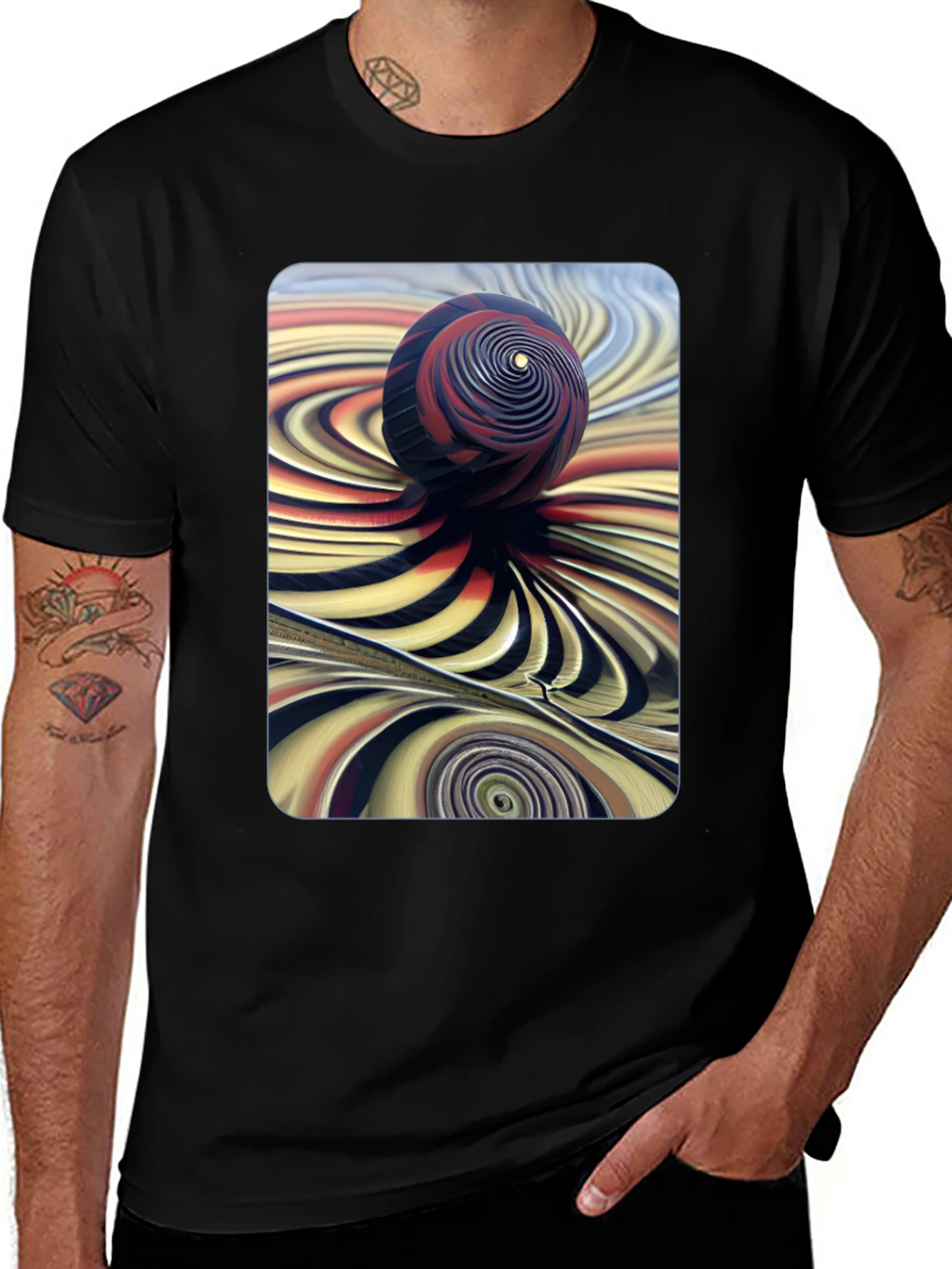Variant 2 of Abstract Swirl Sphere Graphic Tee
