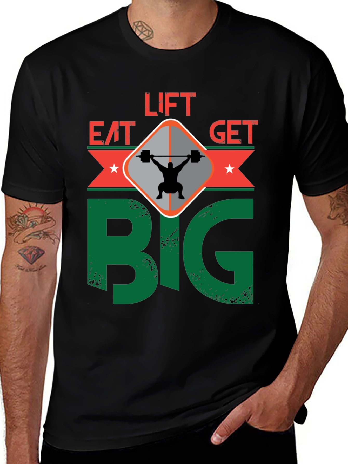 Variant 13 of Eat Lift Get Big T-Shirt Gym Motivation