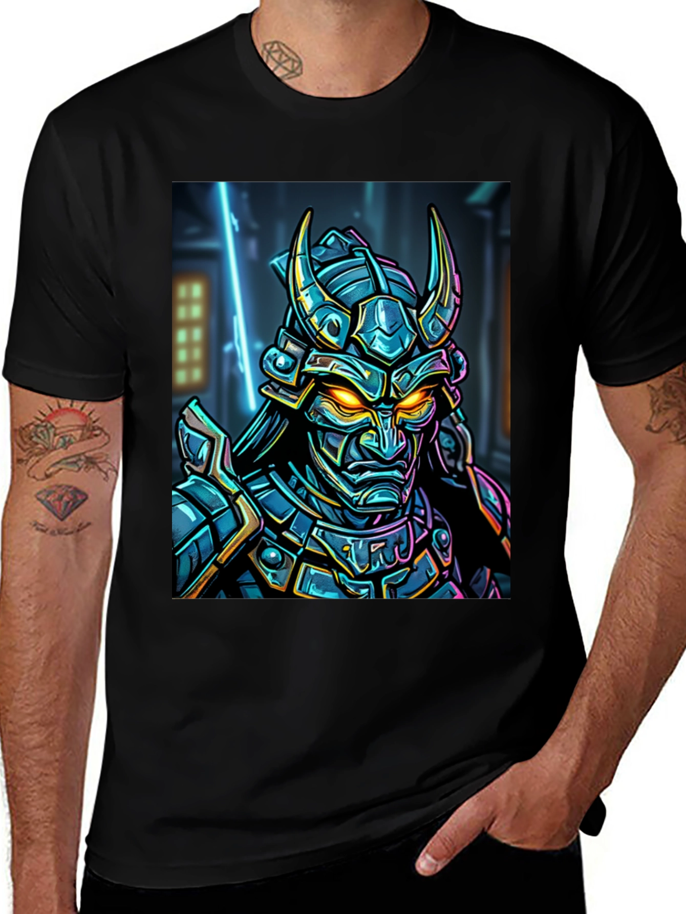 Variant 9 of Samurai Warrior Graphic T-Shirt - Black