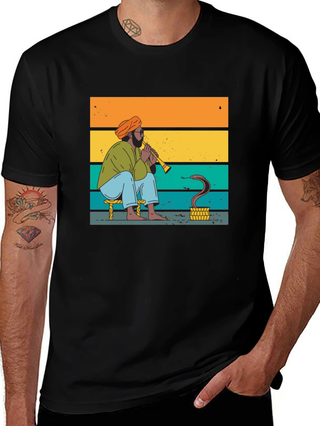 Variant 30 of Snake Charmer Tee - Retro Style Graphic T-Shirt