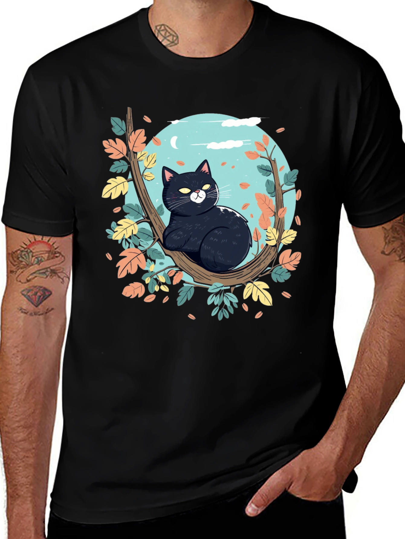 Variant 11 of Black Cat Tree Branch T-Shirt