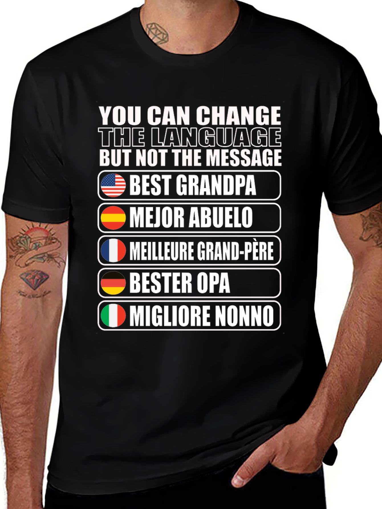 Best Grandpa T-Shirt - Multilingual Grandfather Tee