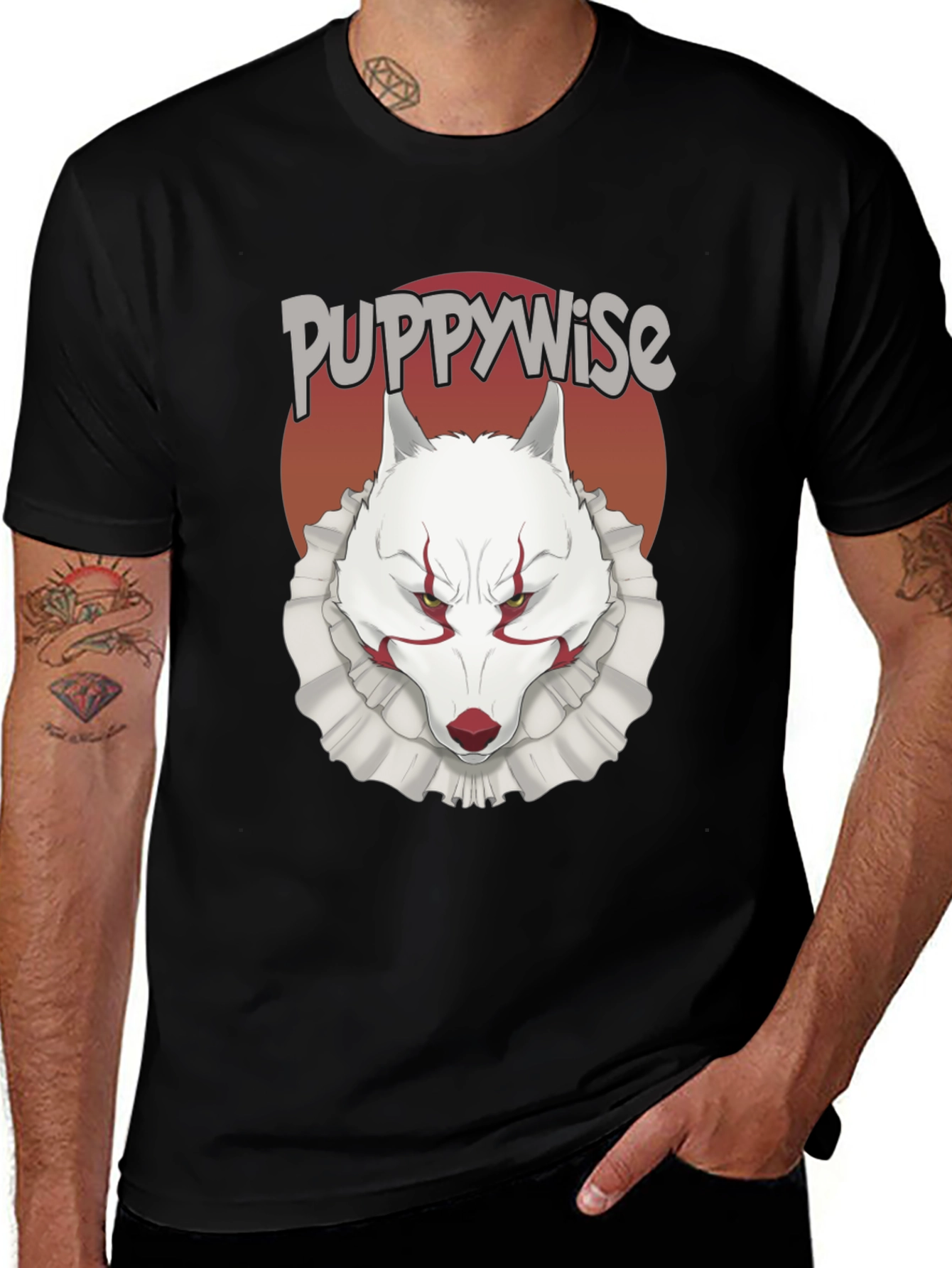 Puppywise T-Shirt: Horror Wolf Clown Tee