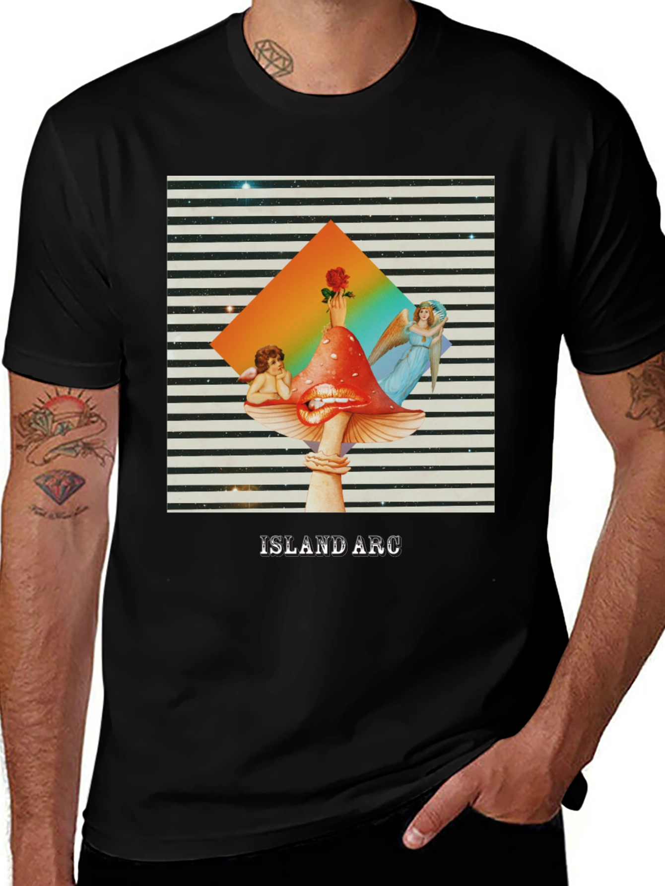 Variant 19 of Island Arc Graphic Tee - Surreal Mushroom Design