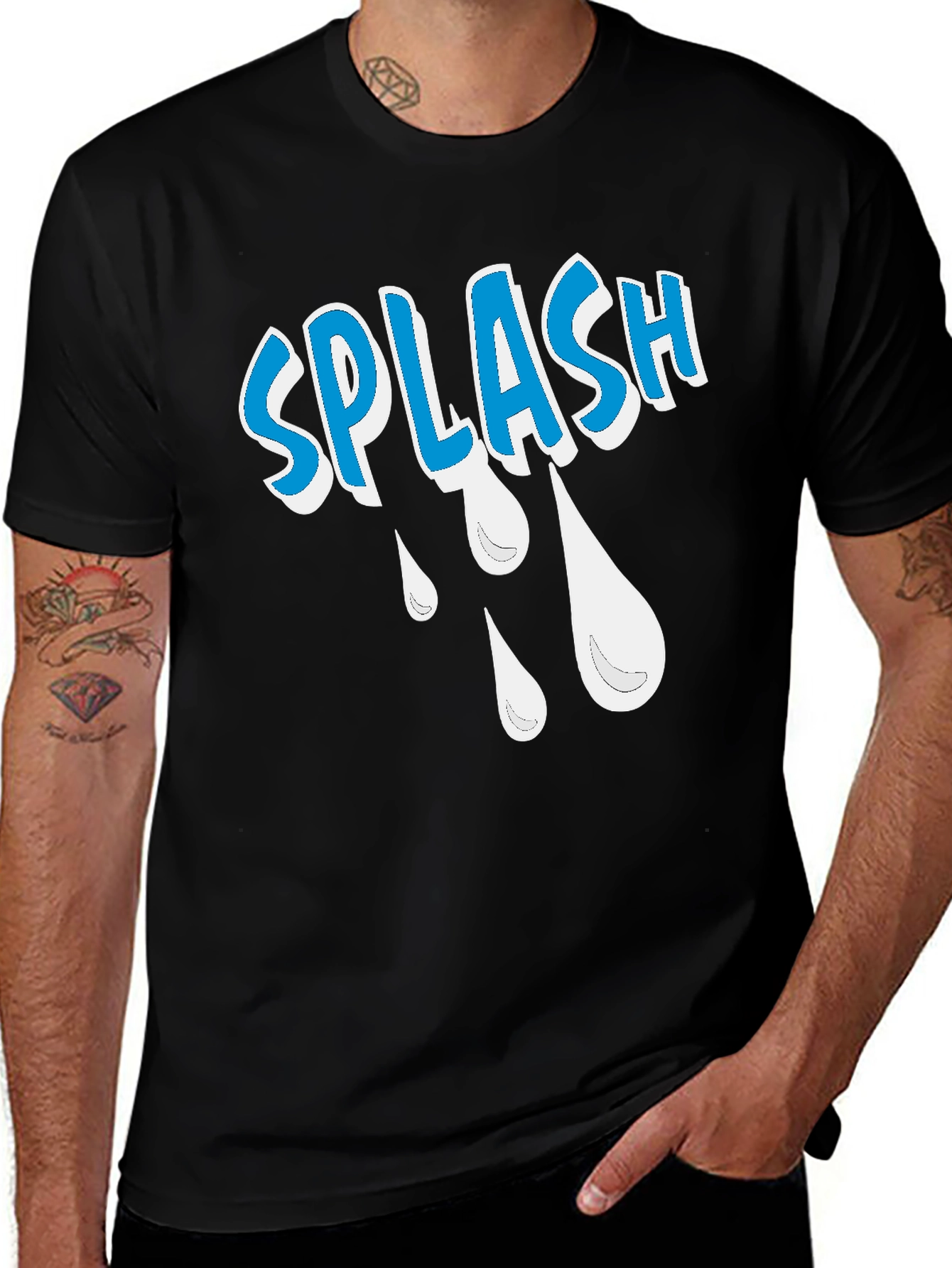 Variant 25 of Splash Graphic Tee - Cool Design, Black Cotton T-Shirt
