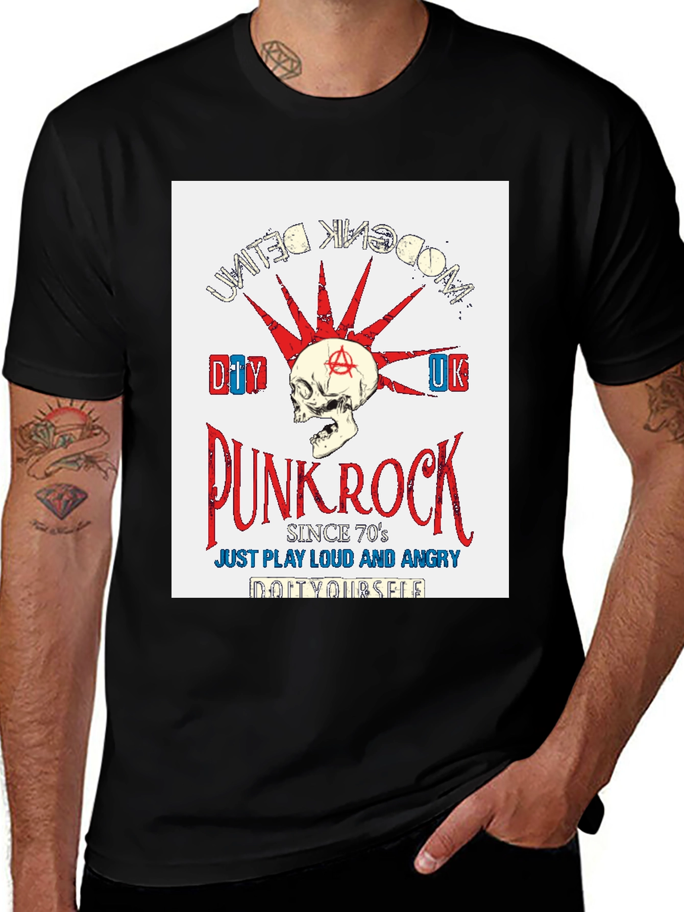 Variant 29 of Punk Rock T-Shirt - Vintage Style Skull Design