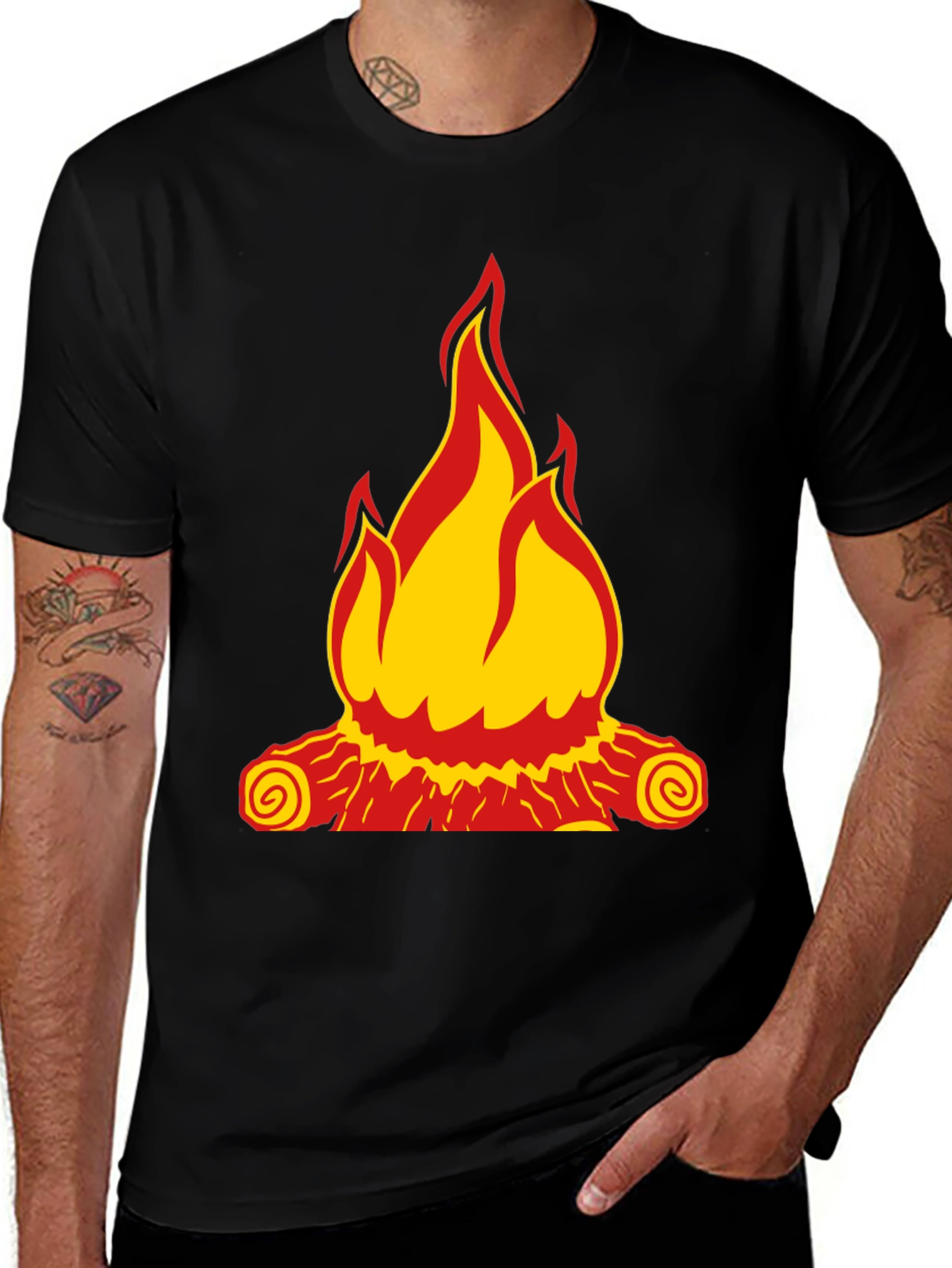 Variant 28 of Campfire Graphic Tee - Black Cotton Blend