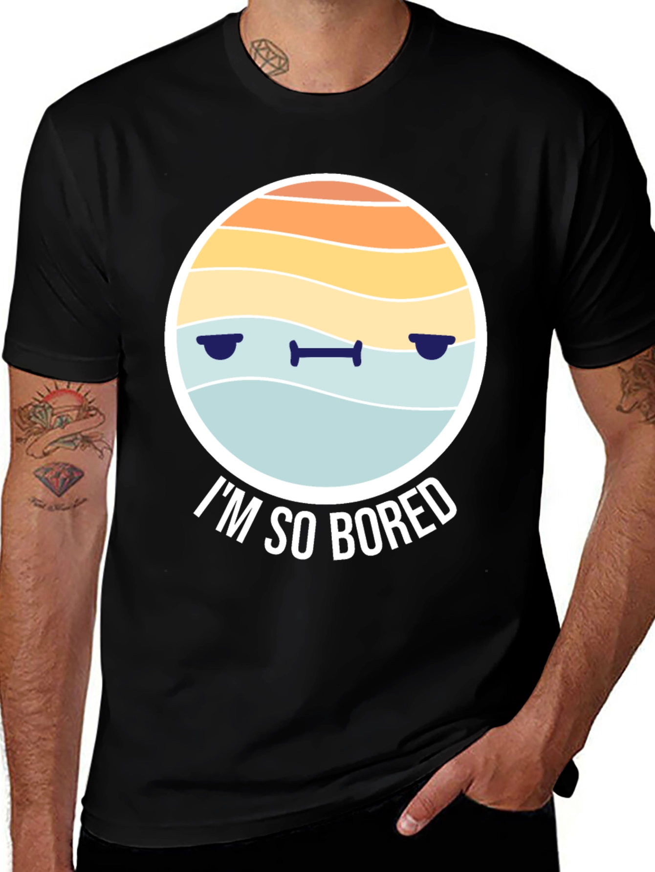 Variant 14 of Bored Emoji Graphic T-Shirt - Unisex Black Tee