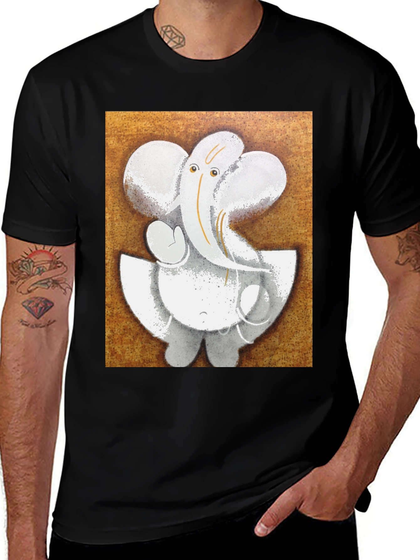 Variant 11 of Ganesha Graphic T-Shirt - Black Cotton Blend