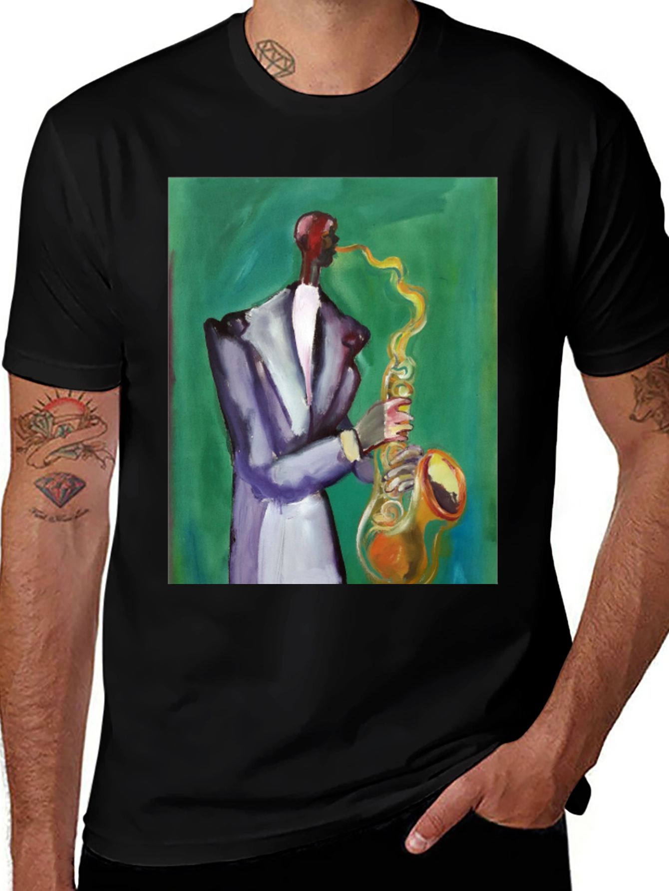 Variant 23 of Saxophone Player Graphic Tee - Cool Jazz Style