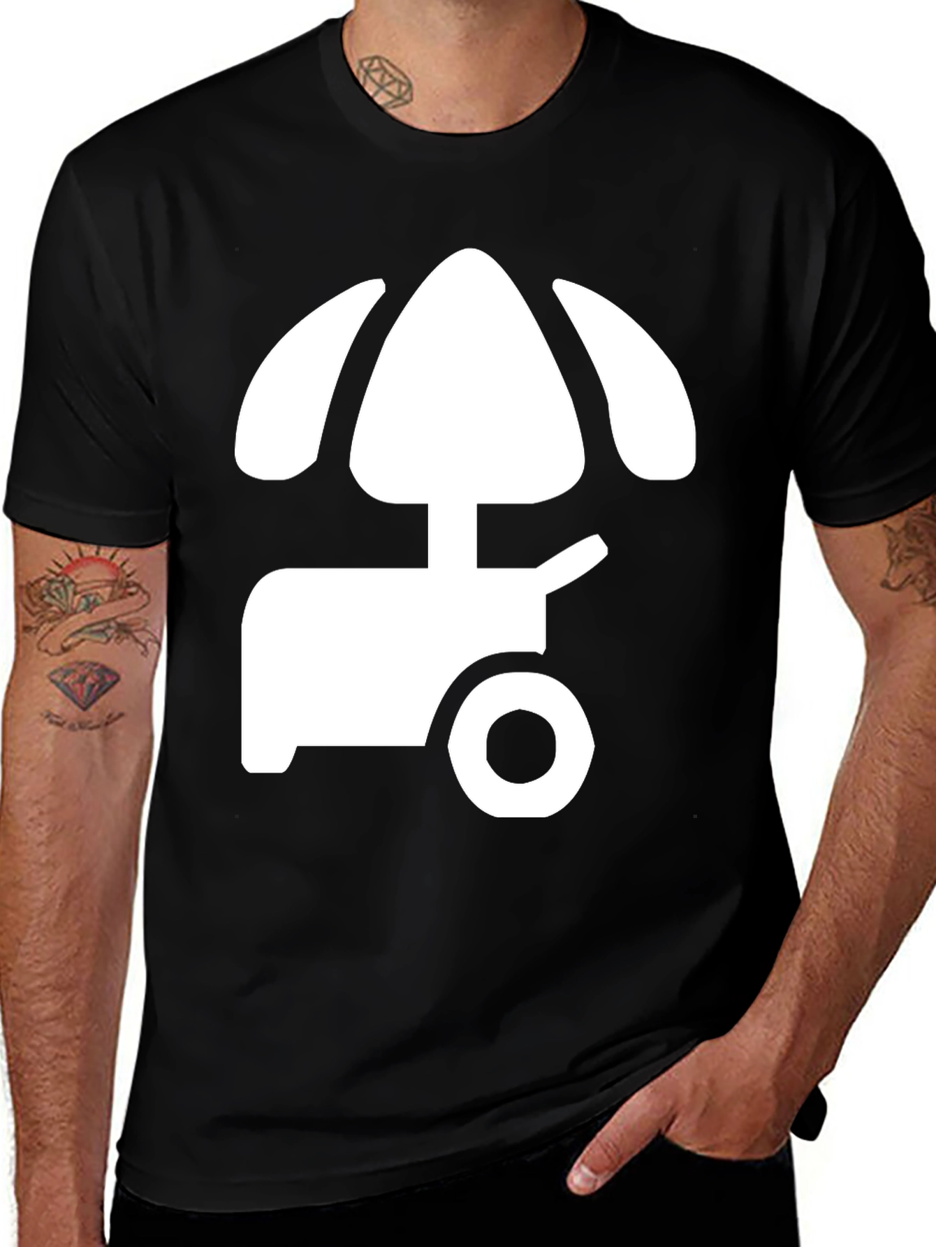 Variant 17 of Cool Black T-Shirt with Unique Umbrella Cart Graphic