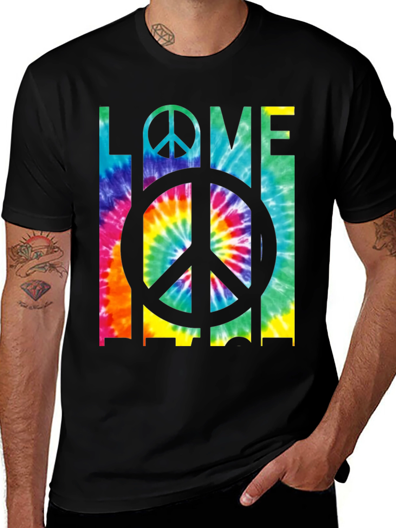 Variant 4 of Love & Peace Tie-Dye Graphic Tee