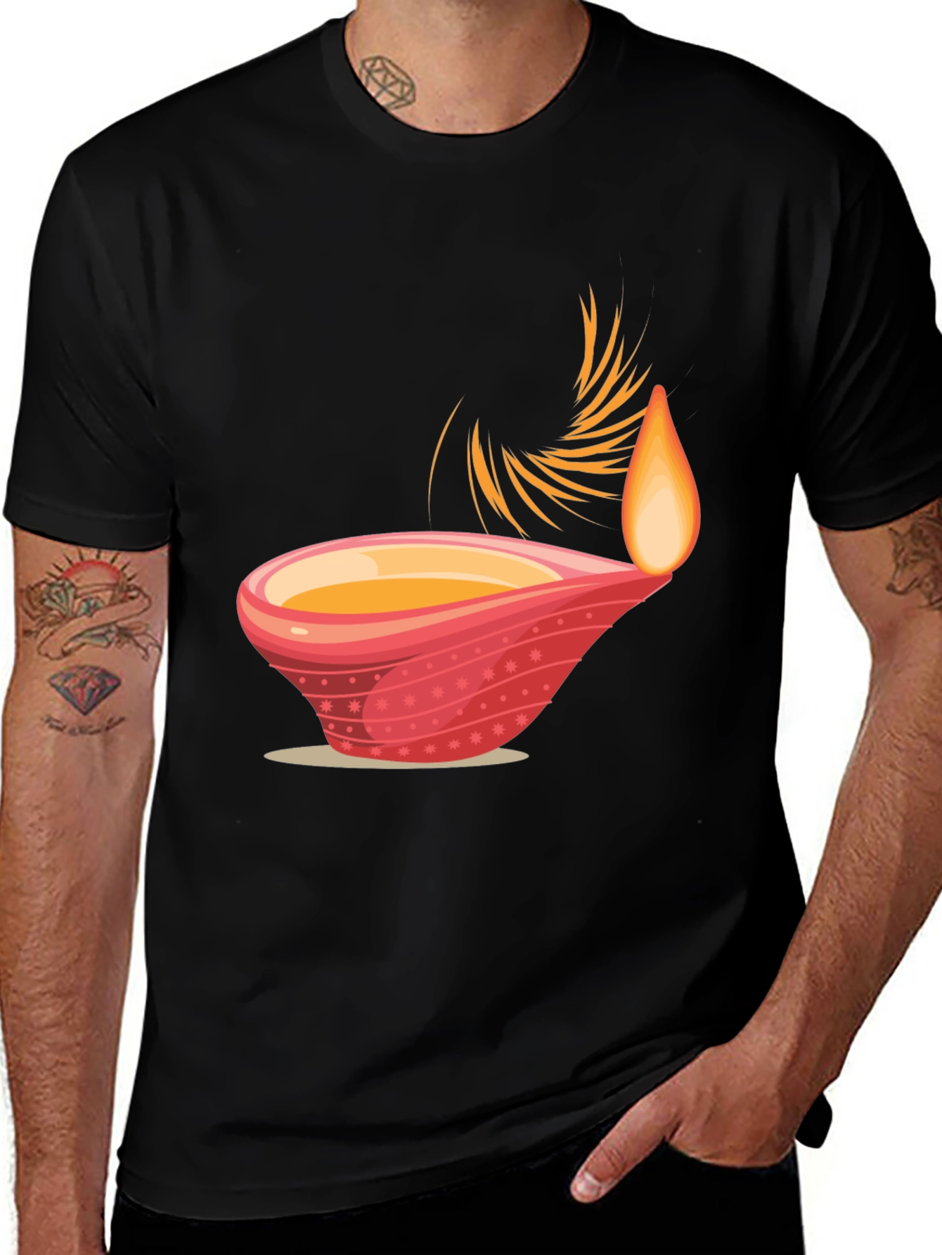 Diwali Inspired Graphic Tee - Black Cotton Blend