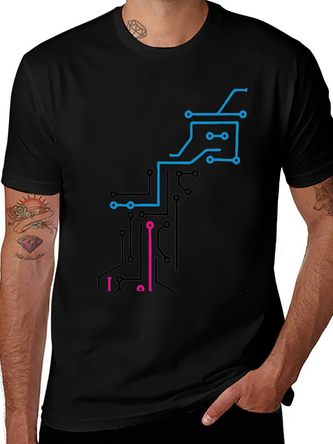 Tech Circuit Board Graphic T-Shirt - Cool Design