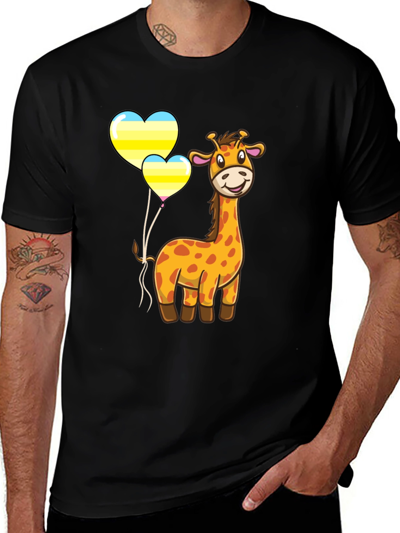 Variant 6 of Cute Giraffe and Heart Balloons T-Shirt