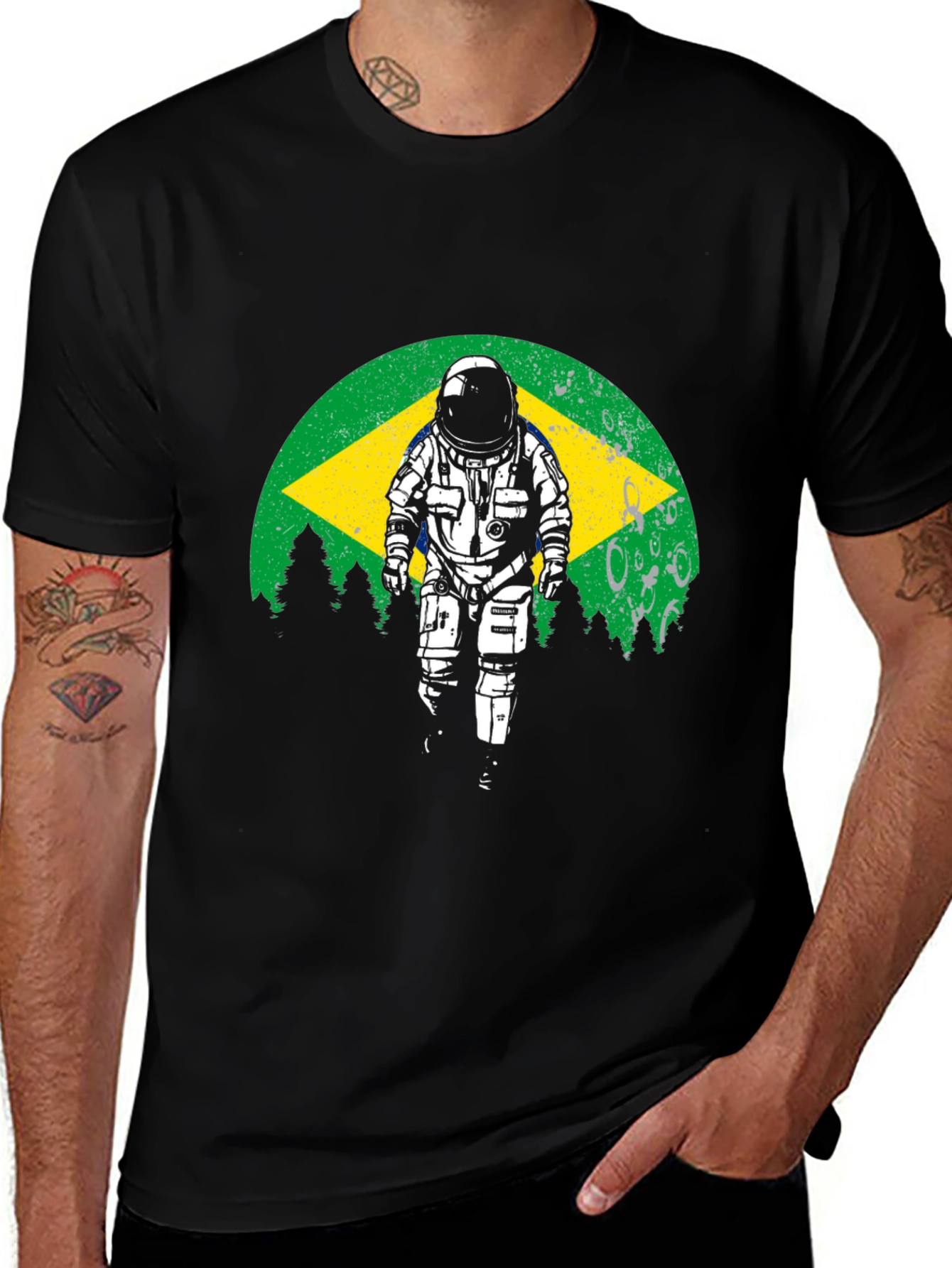 Variant 27 of Astronaut Brazil Flag Graphic T-Shirt