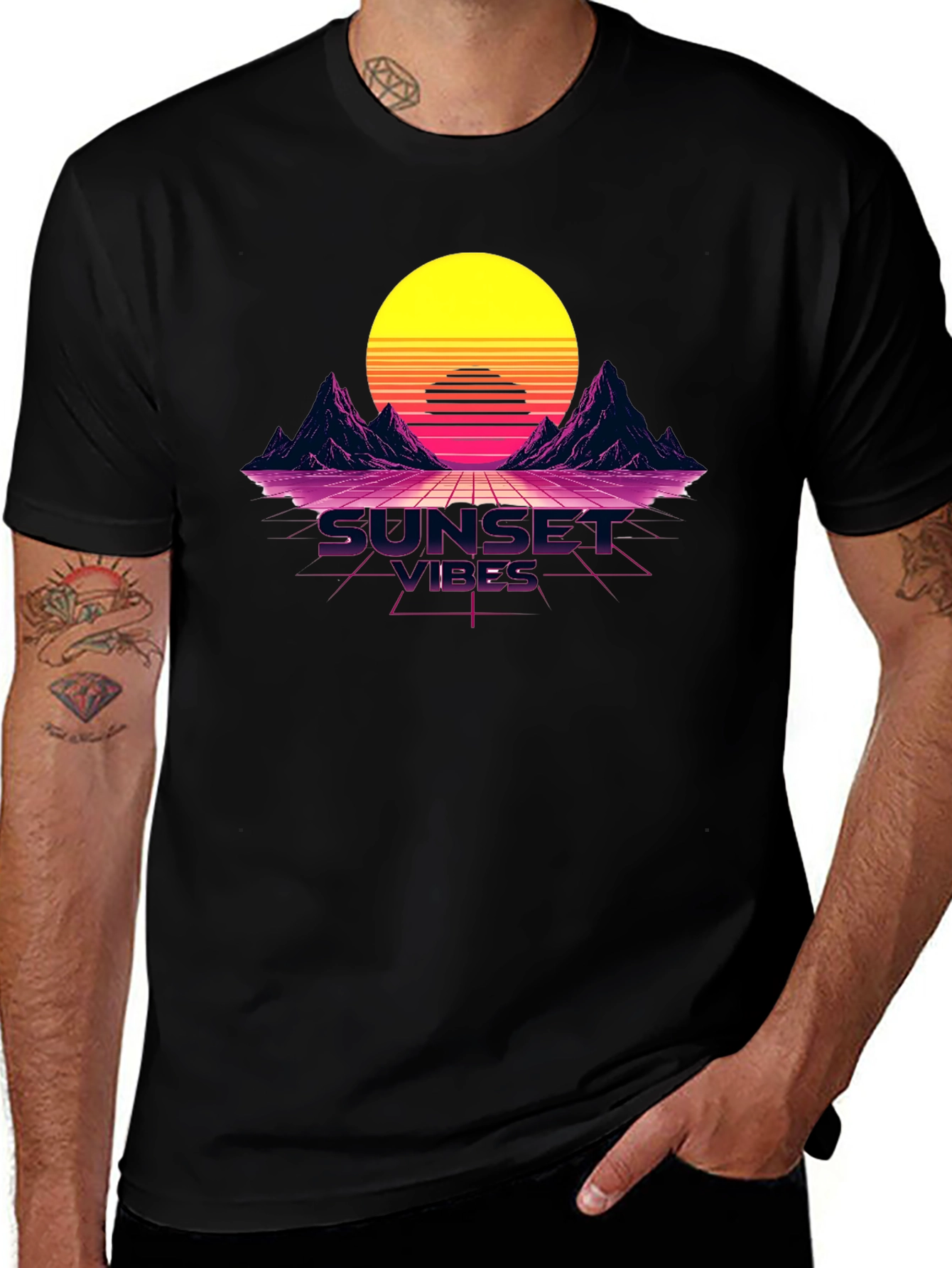 Variant 30 of Sunset Vibes Graphic Tee - Retro Design