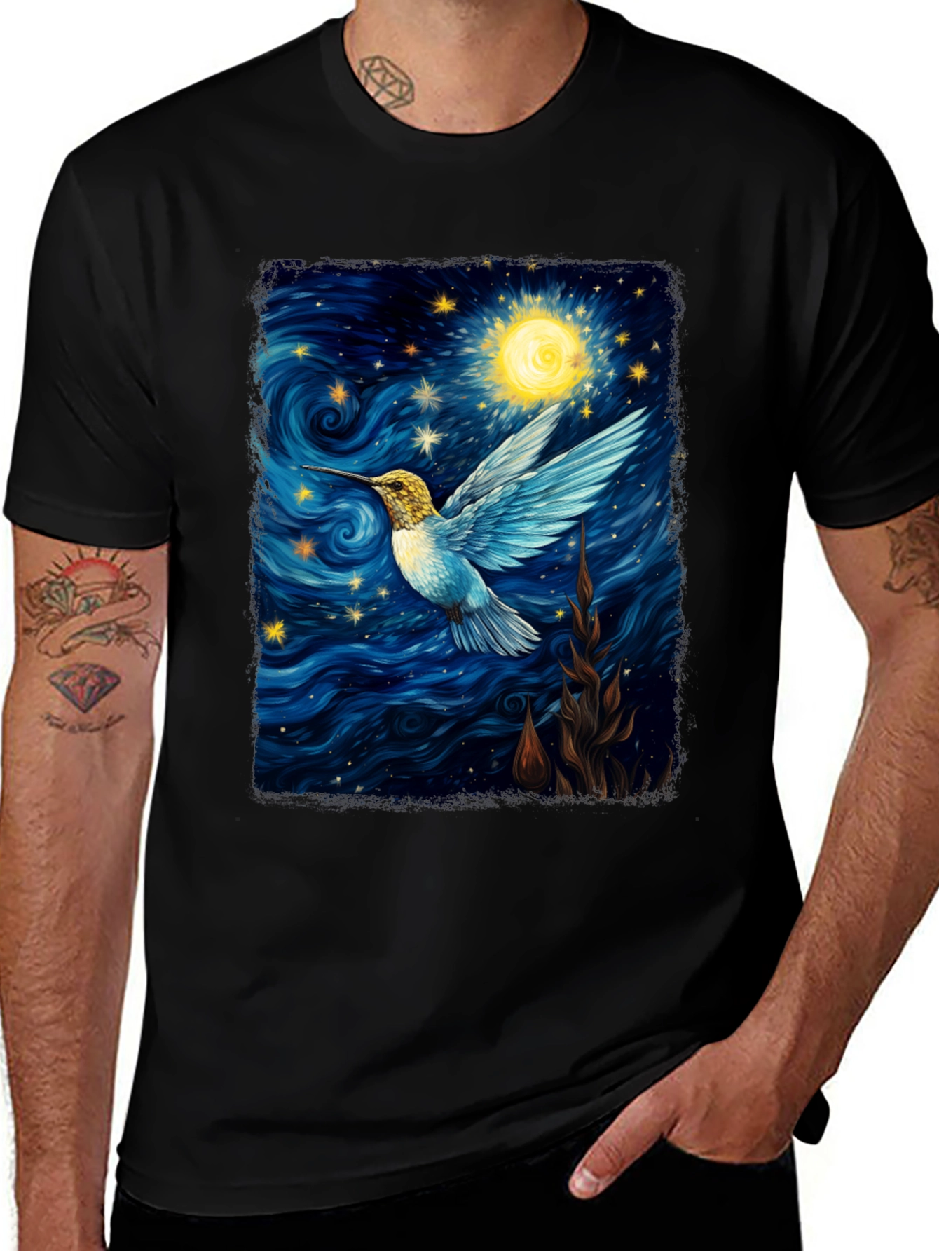 Variant 22 of Starry Night Hummingbird Graphic T-Shirt