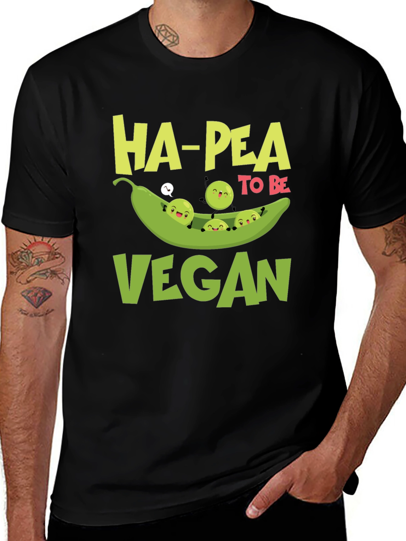 Variant 19 of Ha-Pea to be Vegan Graphic T-Shirt
