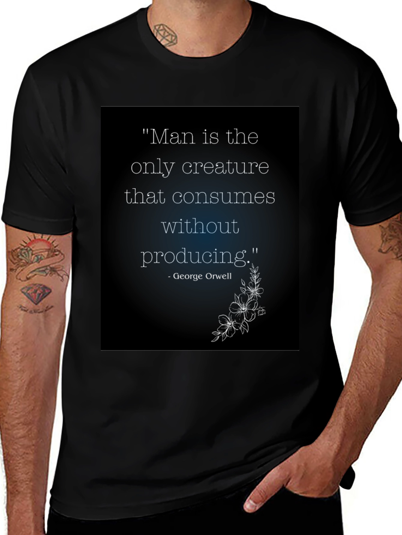 Orwell Quote T-Shirt - Man Consumes Without Producing